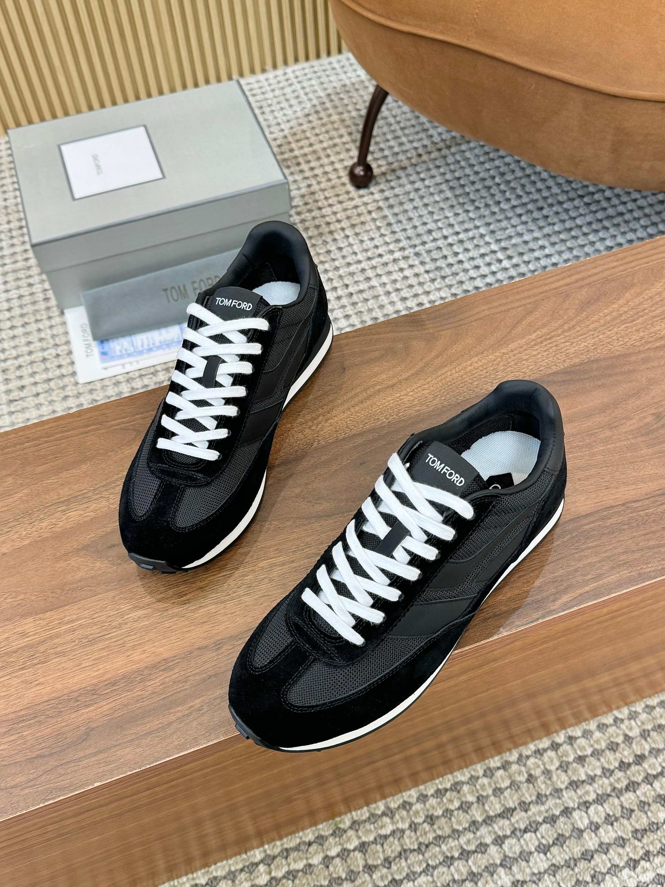 Tom Ford Low-Top Retro Runner Sneakers Black