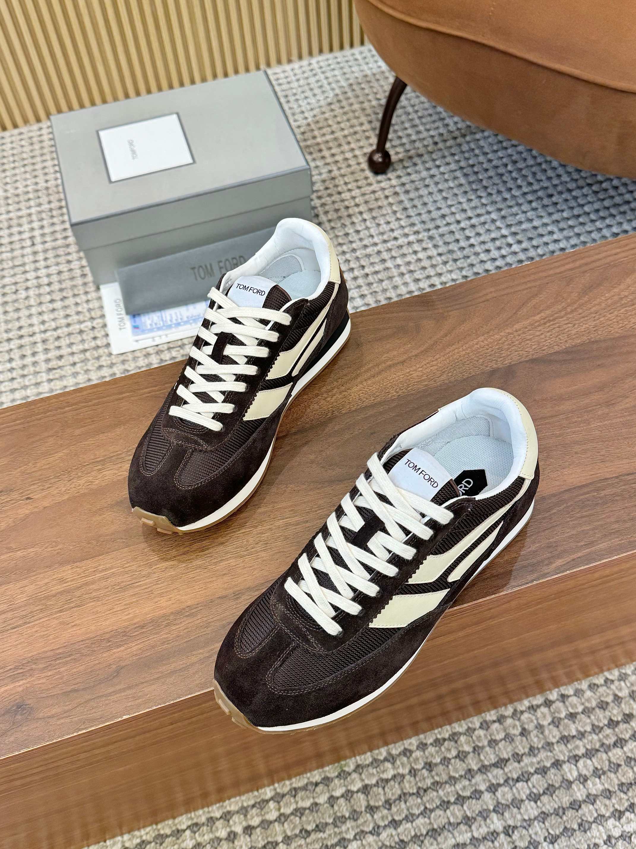 Tom Ford Retro Low-Top Sneakers Black/White