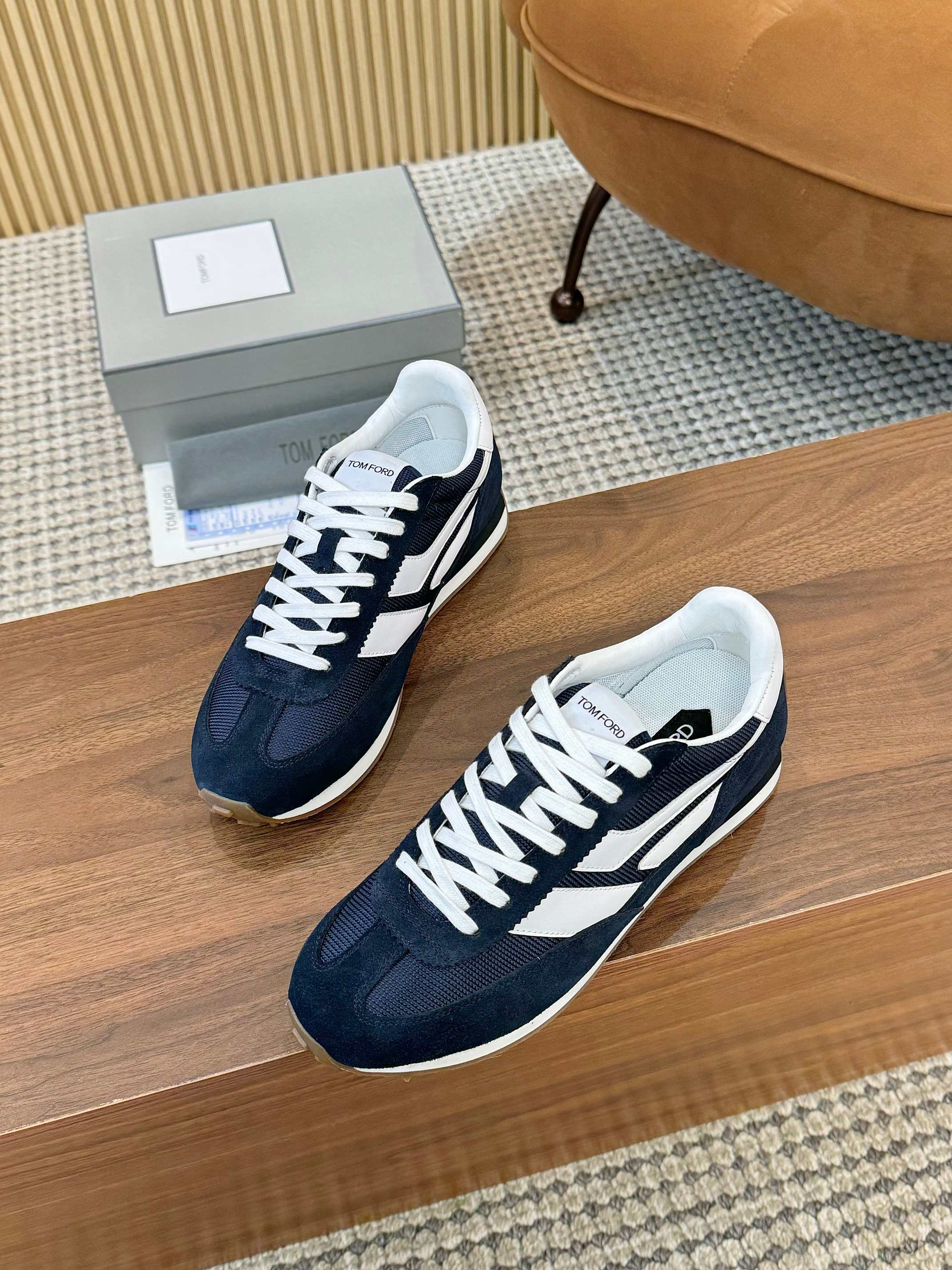 Tom Ford Retro Low-Top Sneakers Navy