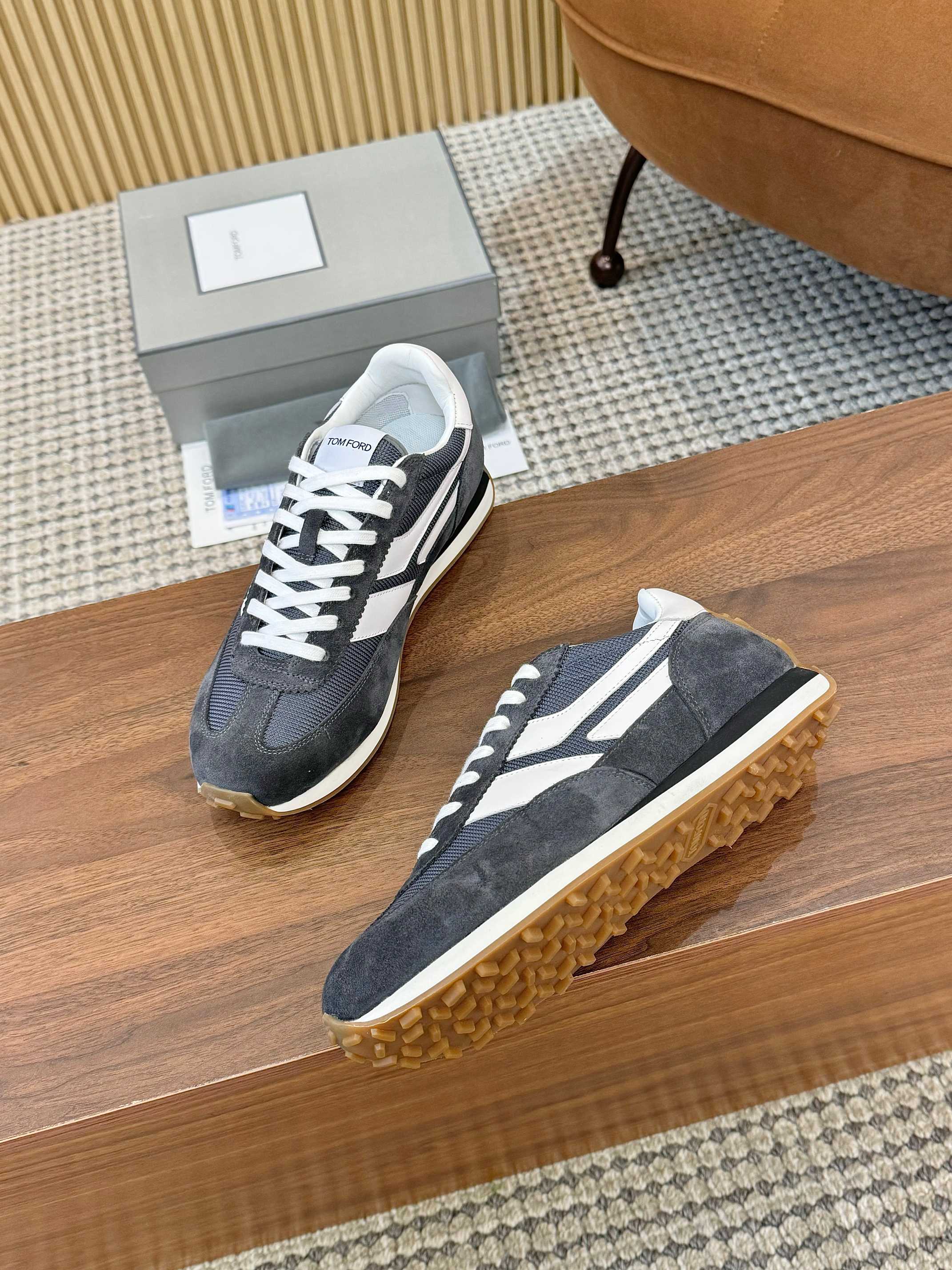 Tom Ford Retro Low-Top Sneakers Grey