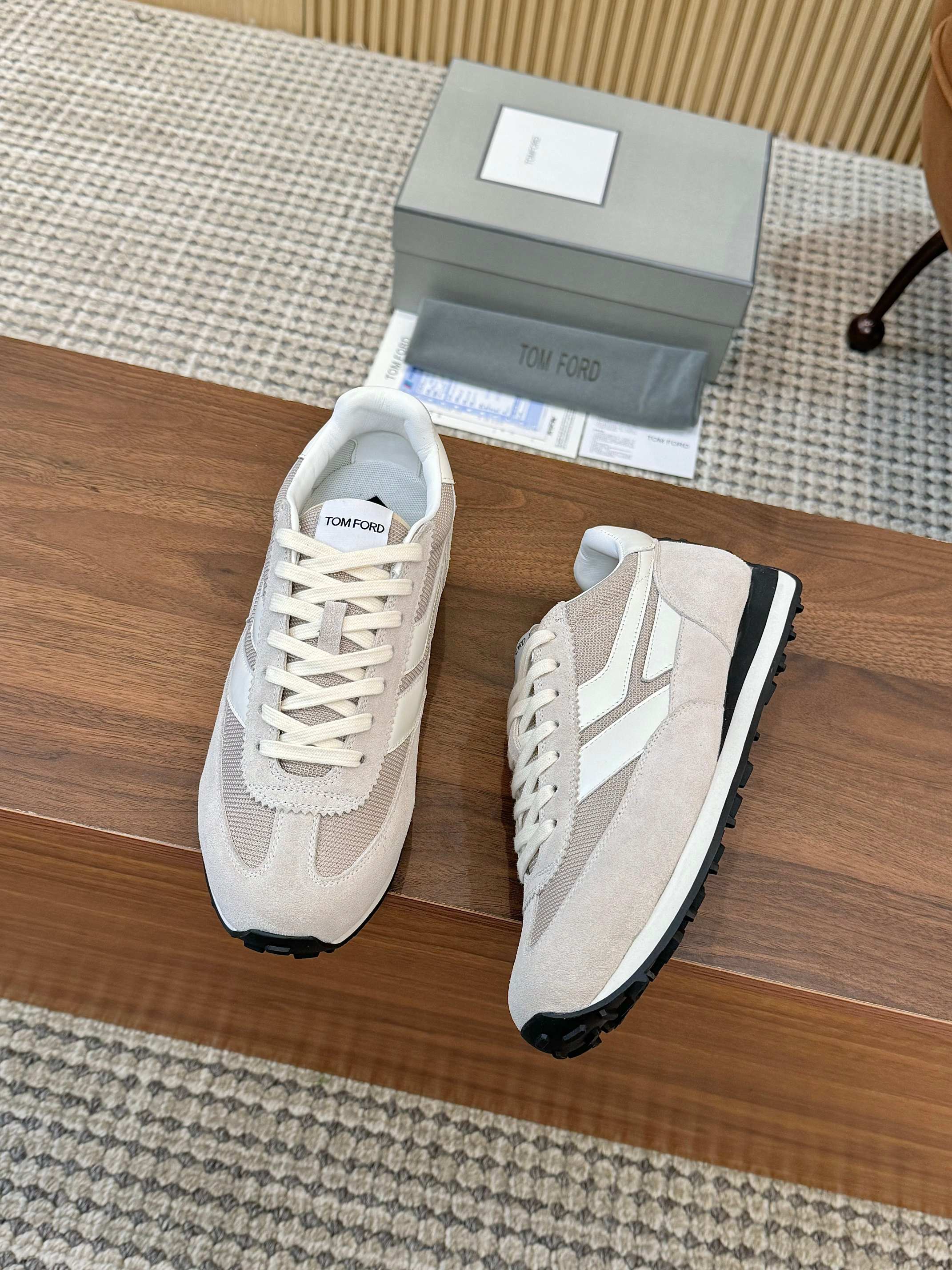 Tom Ford Low-Top Retro Sneakers Beige