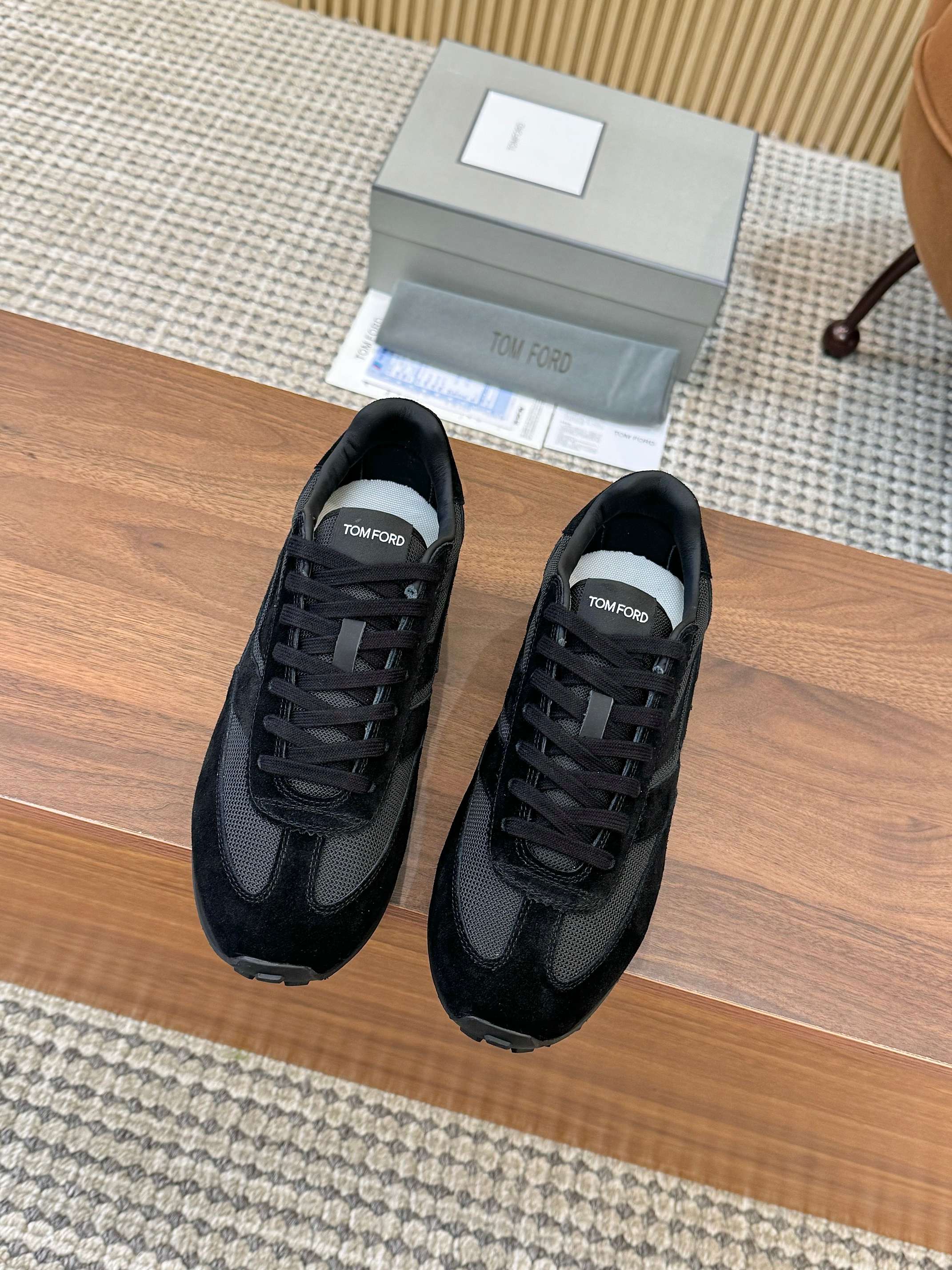 Tom Ford Retro Low-Top Sneakers Black