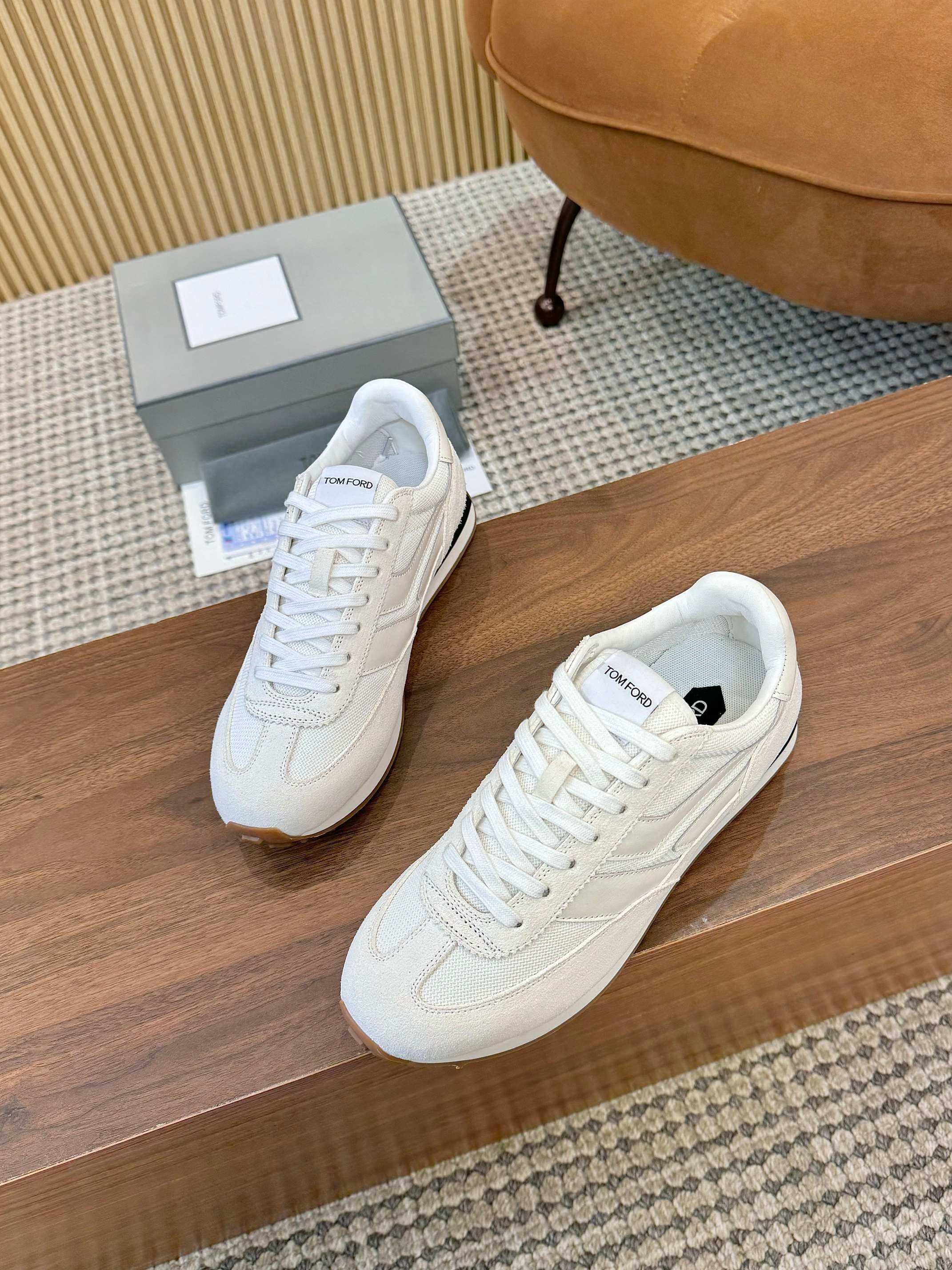 Tom Ford Retro Low-Top Sneakers White