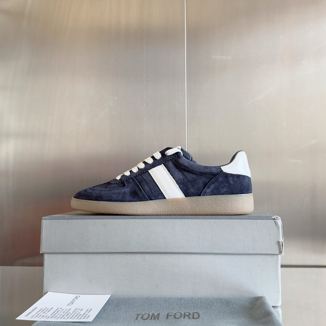 Tom Ford Suede Trainer Sneakers Navy/White