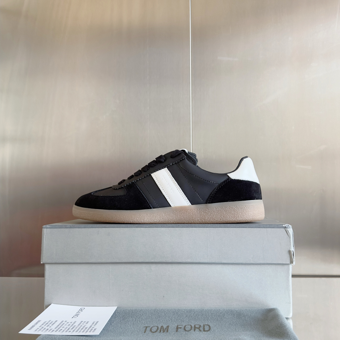 Tom Ford Terence Suede Leather Sneakers Black/White