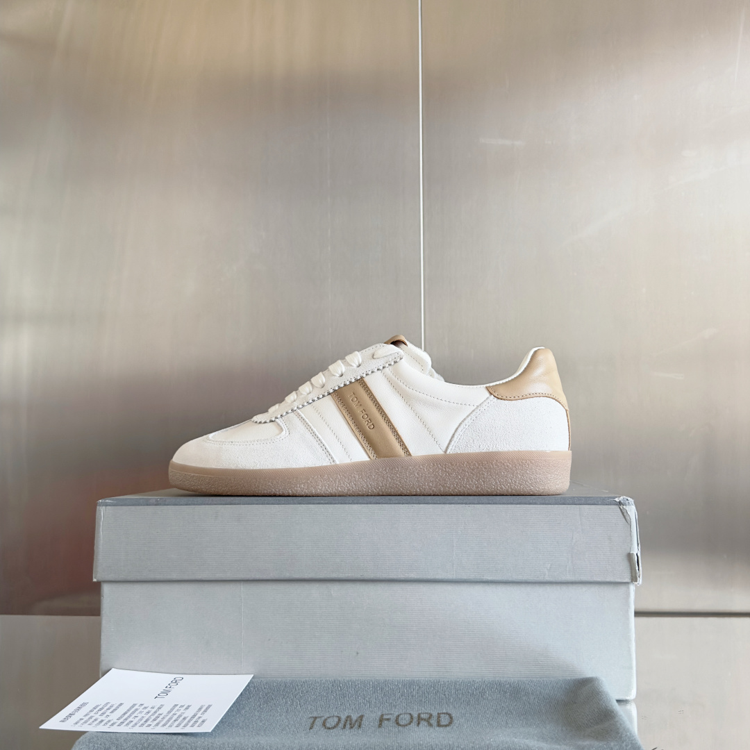 Tom Ford Terence Leather Sneakers White/Beige