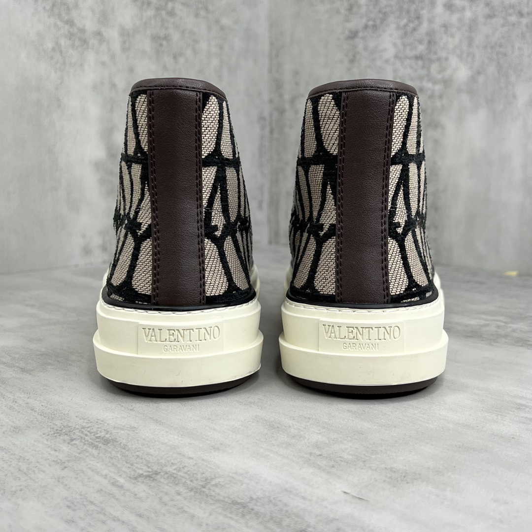 Valentino Garavani V-Logo High-Top Sneakers Beige