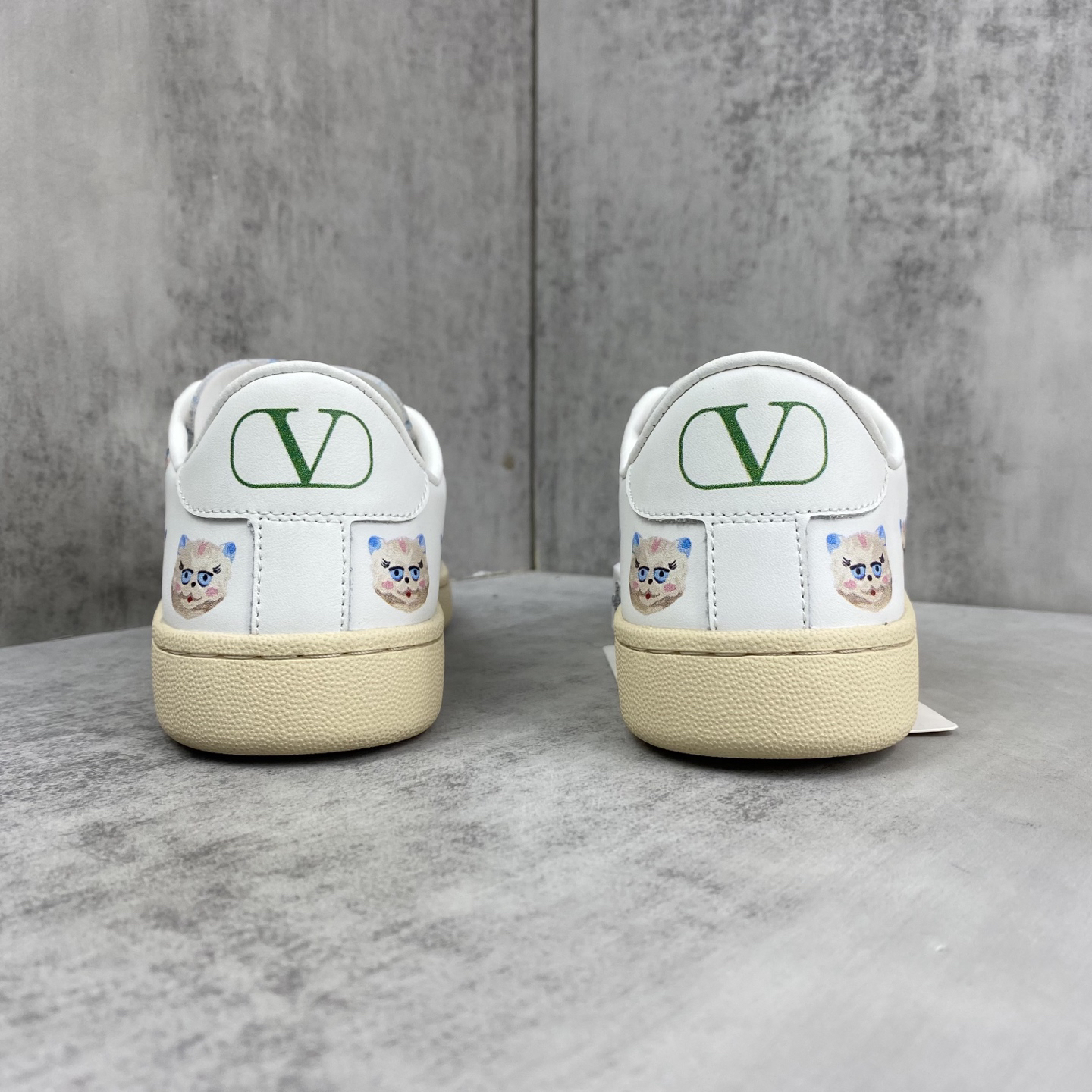 Valentino Low-Top Cat Print Sneakers White