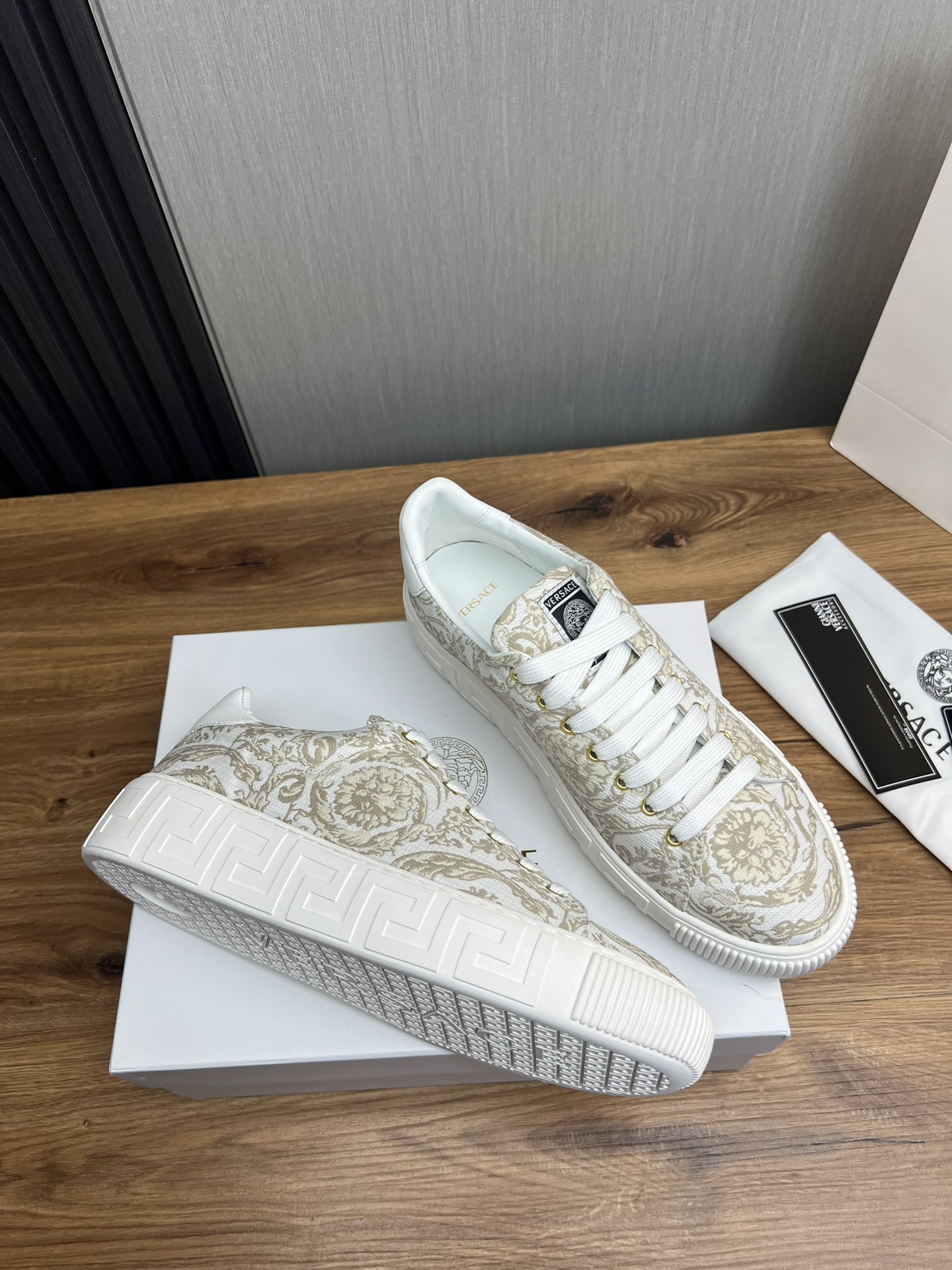 Versace Jacquard Leather Sneakers Multi