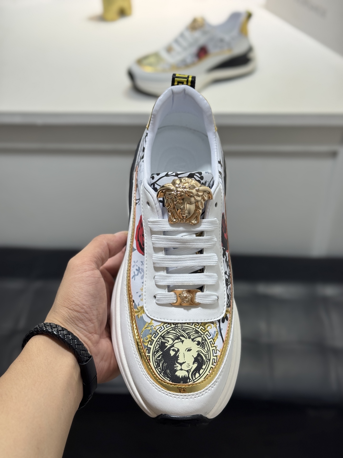 Versace Medusa Leather Chunky Sneakers Multicolor
