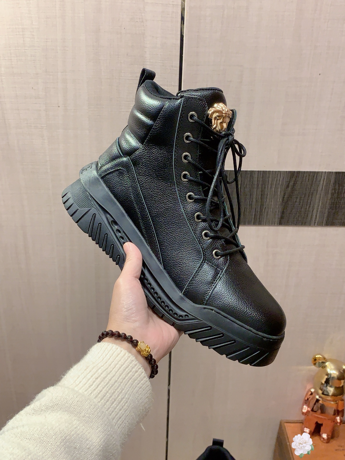 Versace Medusa High-Top Boots Black