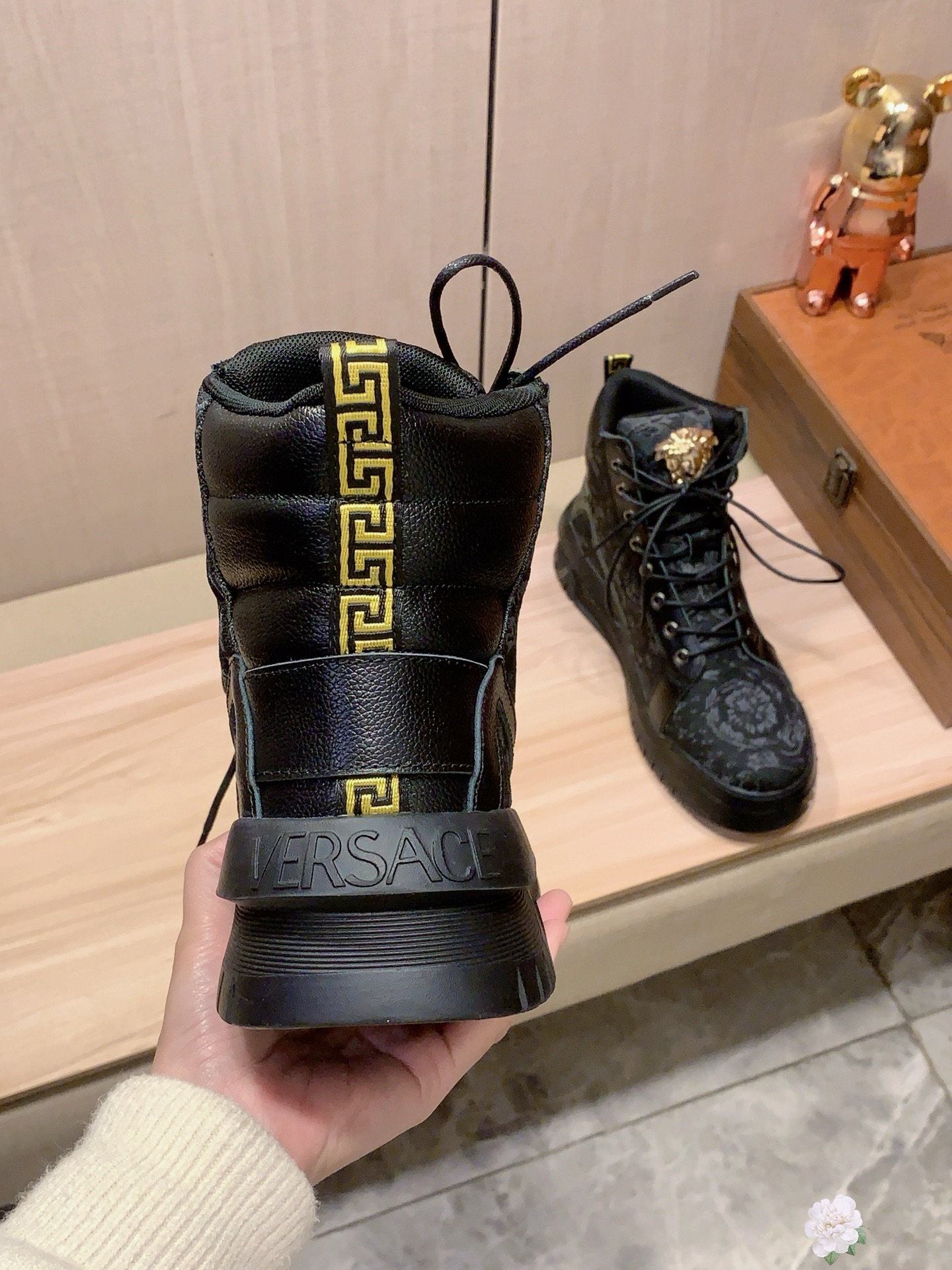 Versace Medusa High-Top Boots Black