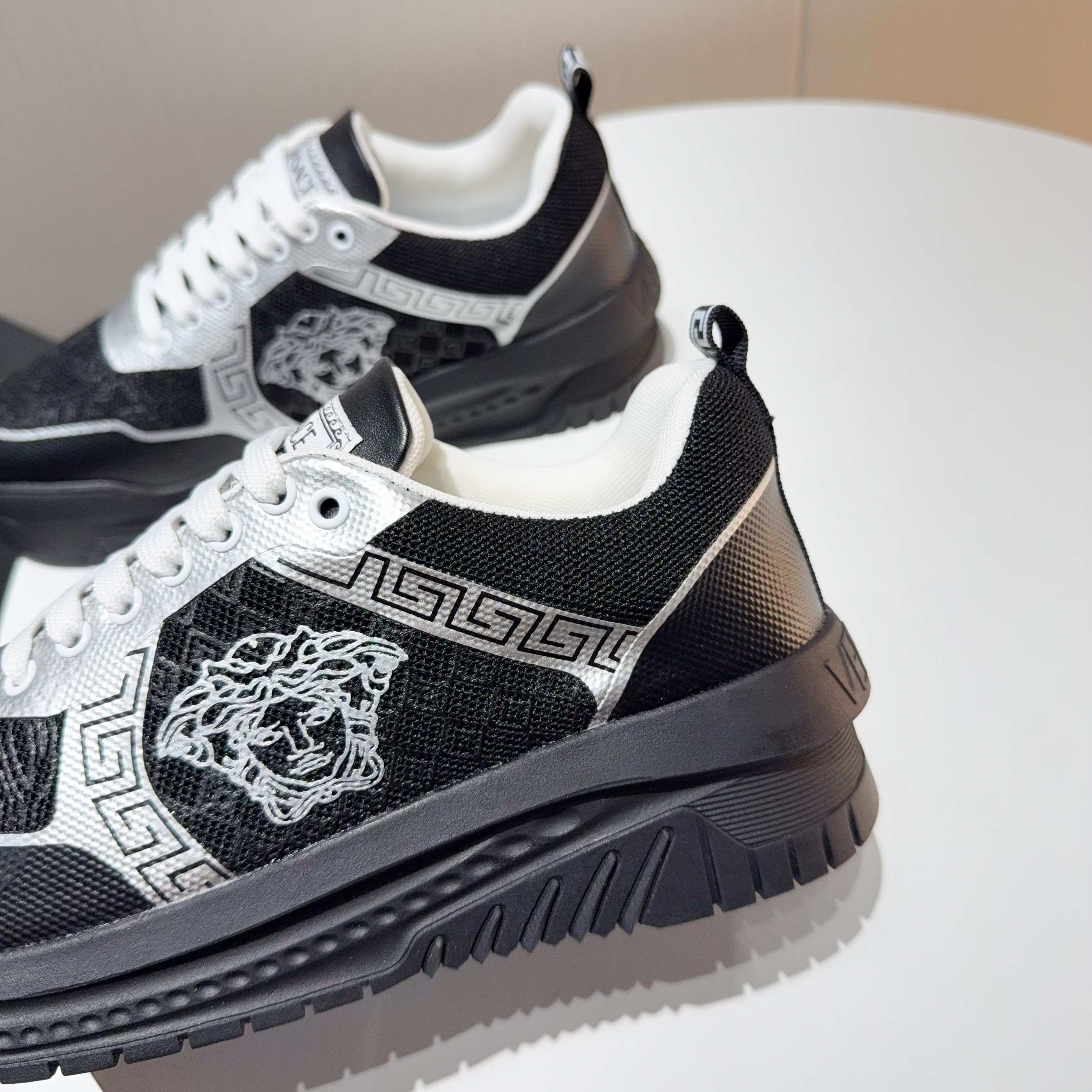 Versace Grace Labyrinth Knit Sneakers Black/Silver