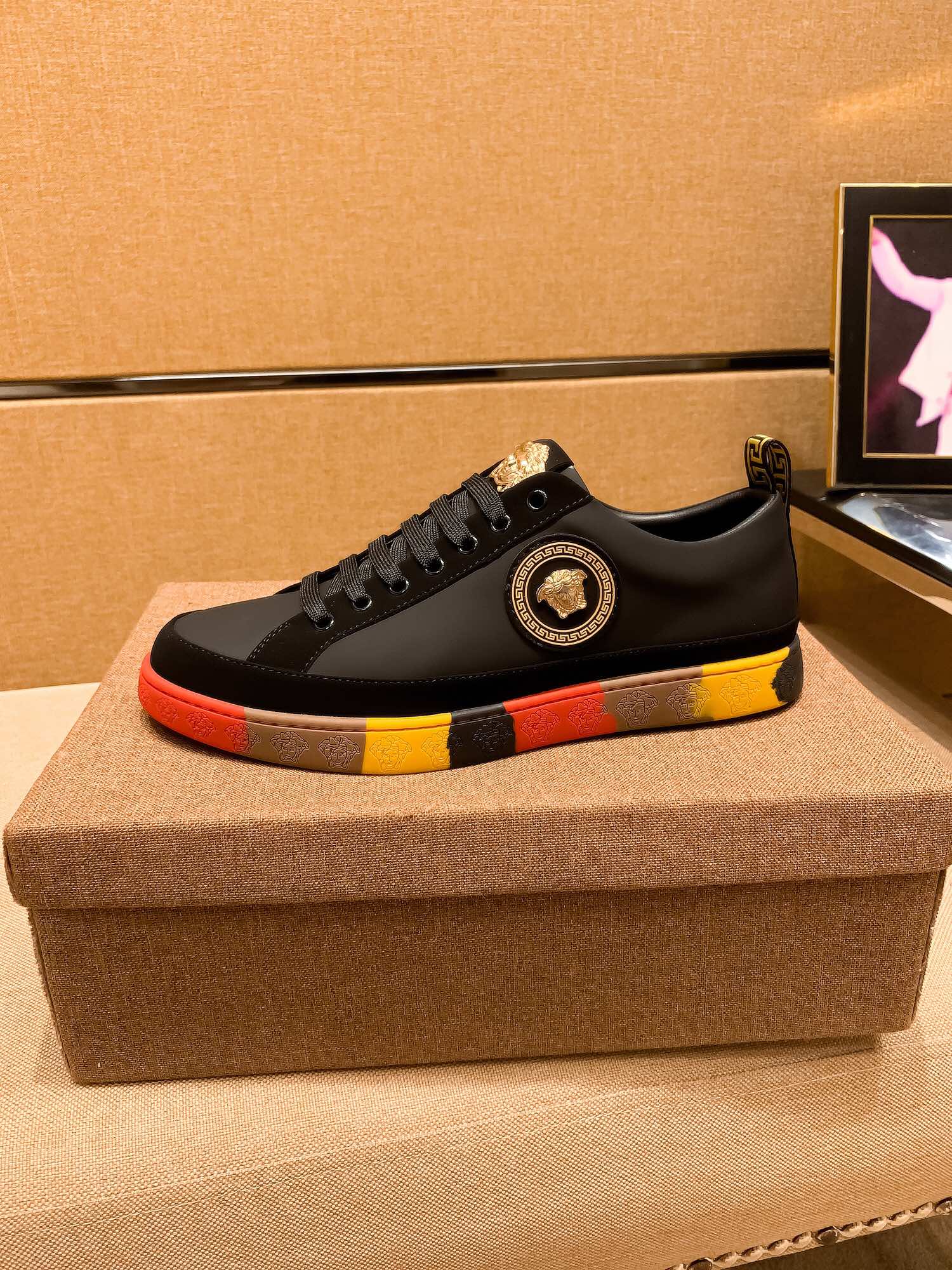 Versace Medusa Leather Sneakers Black