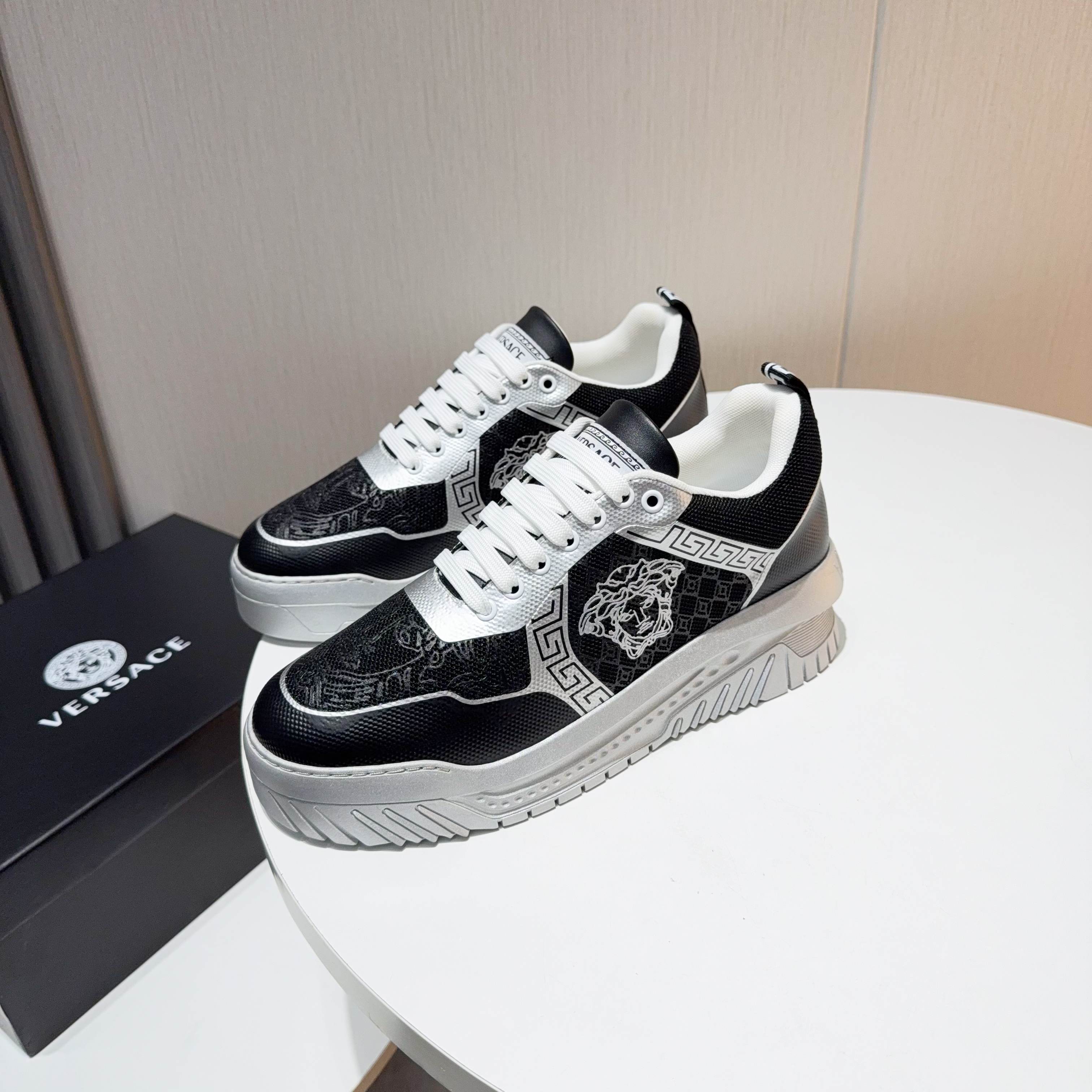 Versace Grace Labyrinth Knit Sneakers Black/Silver