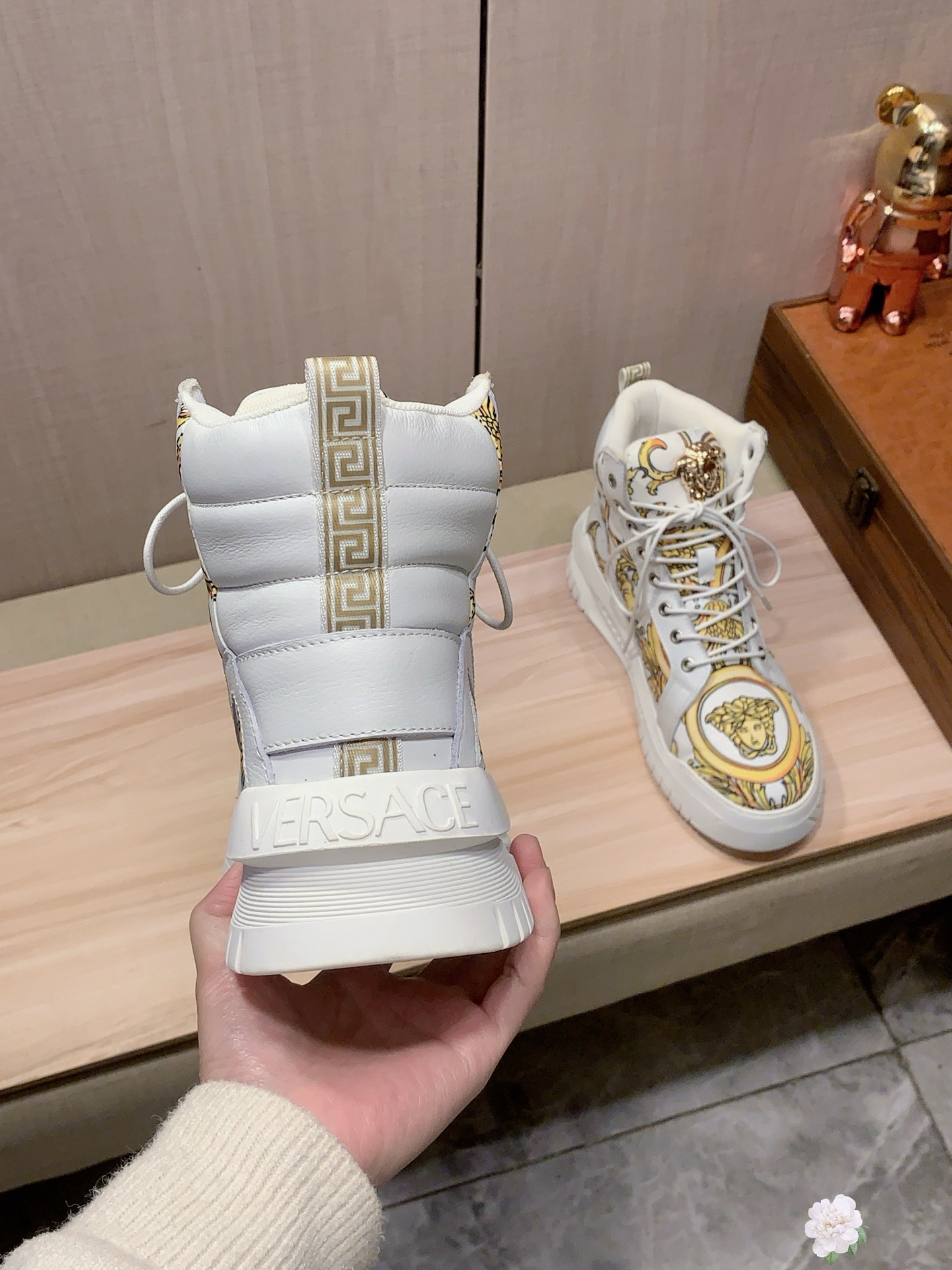 Versace Baroque High-Top Sneakers White/Gold