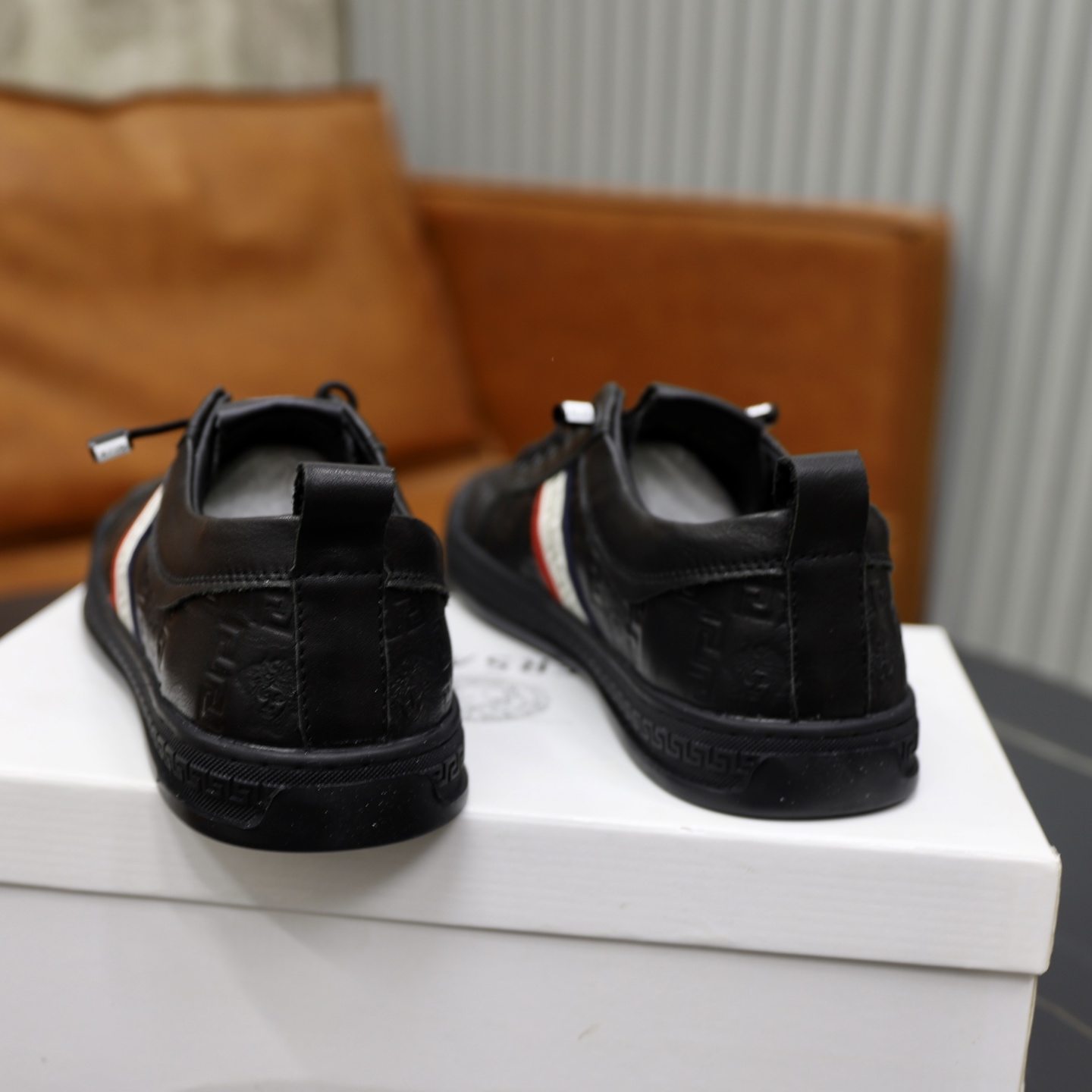 Versace Leather Low-Top Sneakers Black