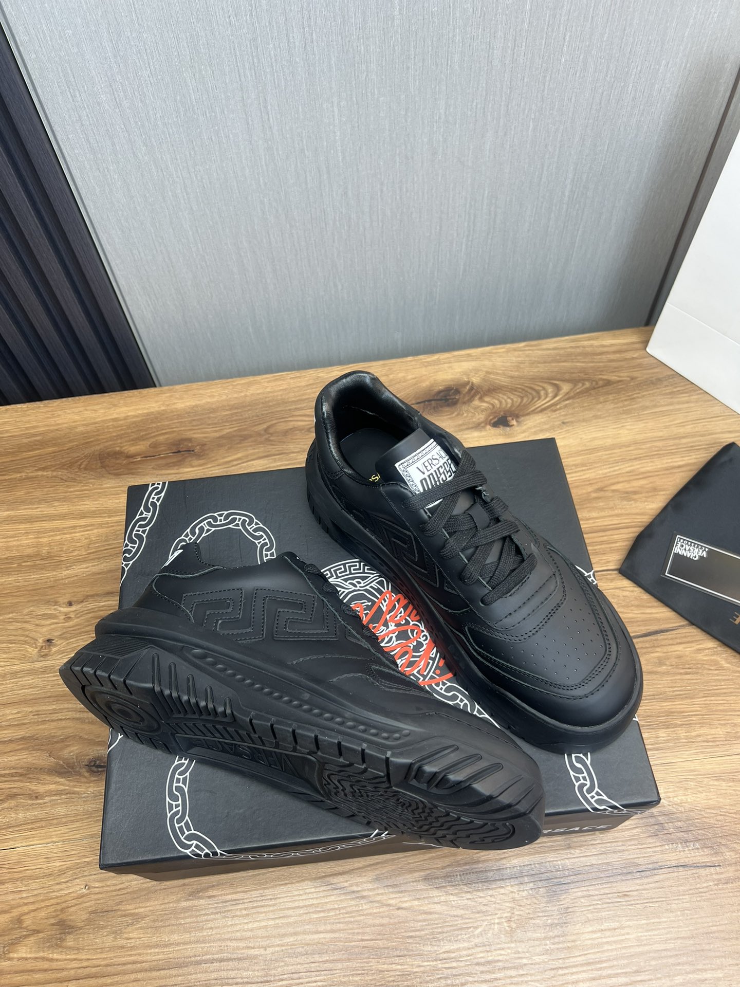 Versace Leather Casual Sneakers Black