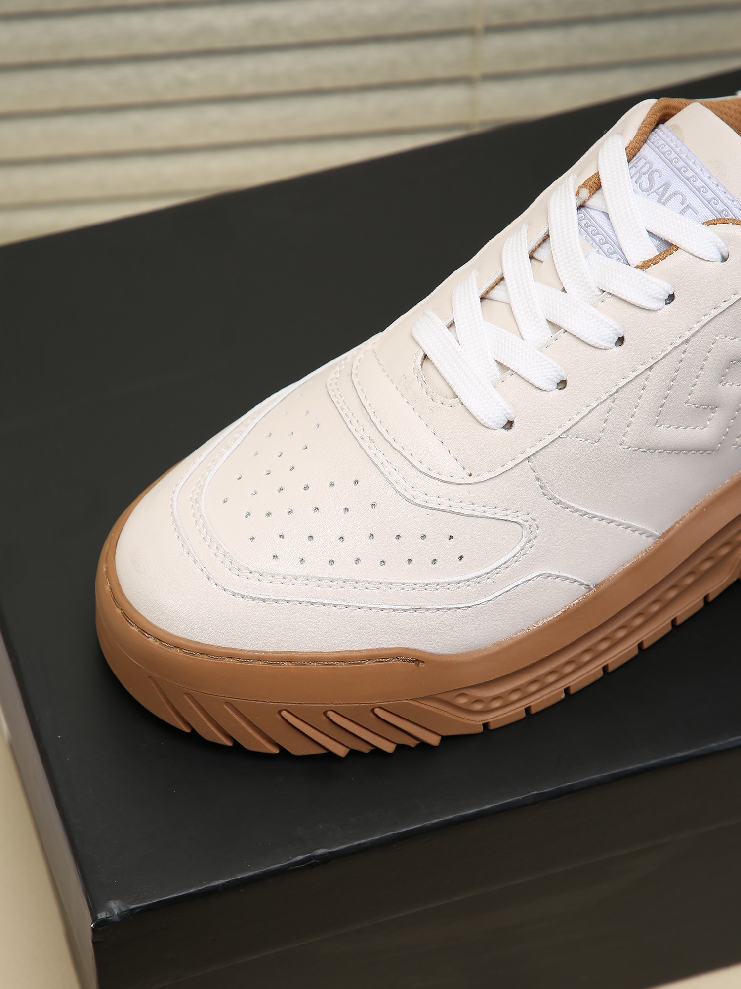Versace Greek Key Chunky Sneakers White/Tan