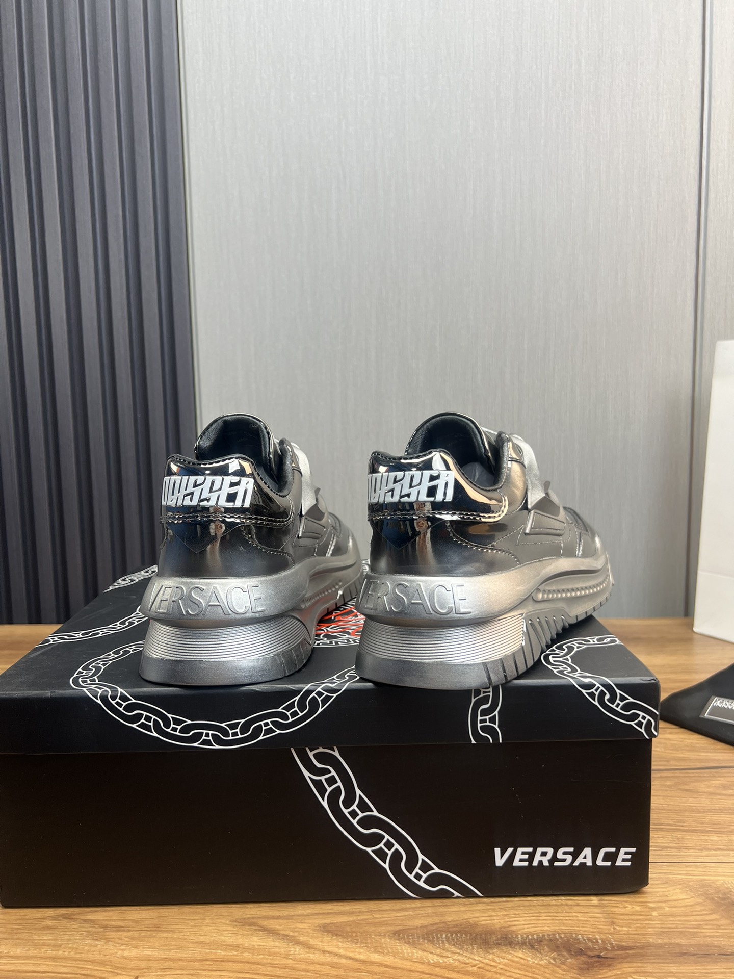 Versace Medusa Leather Sneakers Silver
