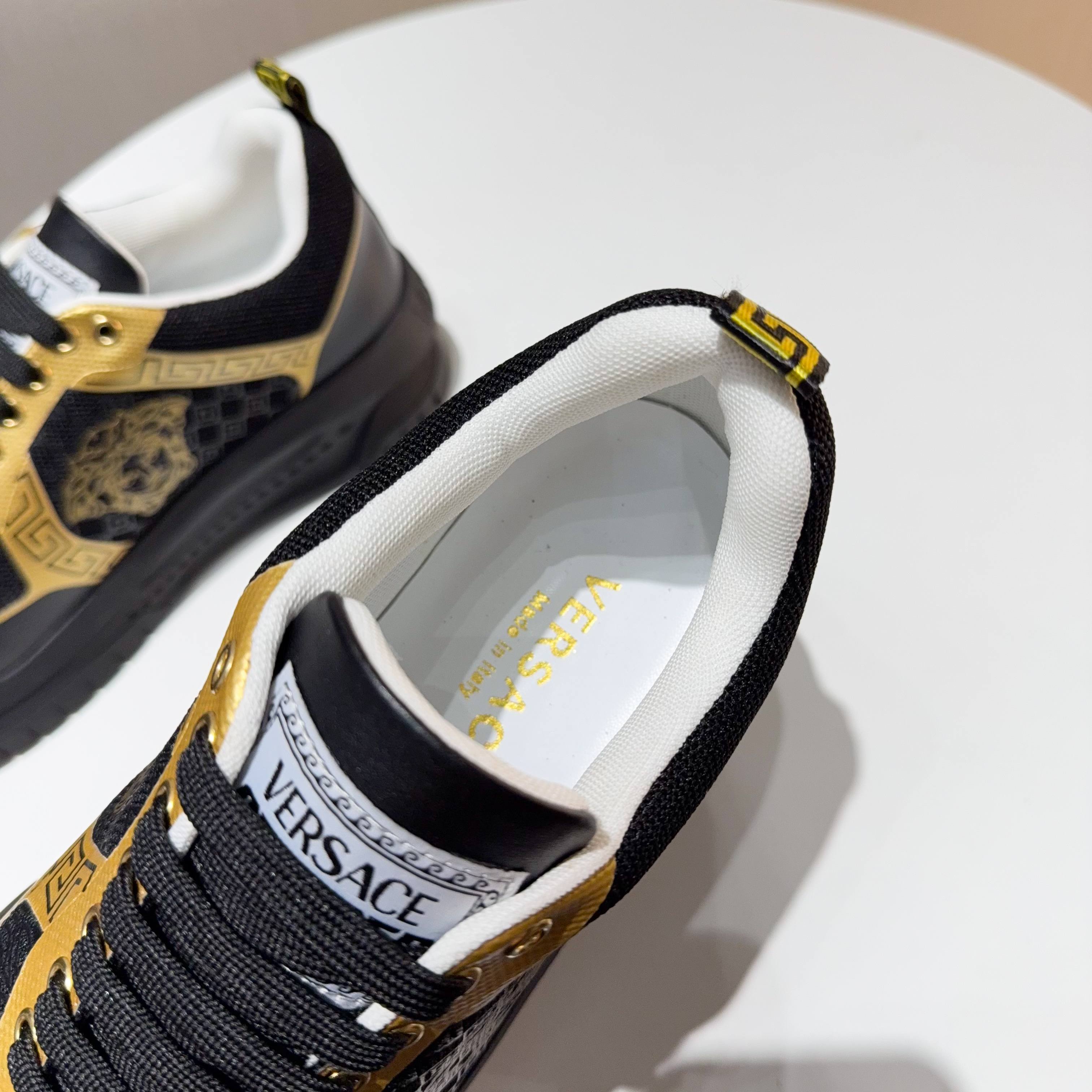 Versace Grace Labyrinth Knit Sneakers Black/Gold