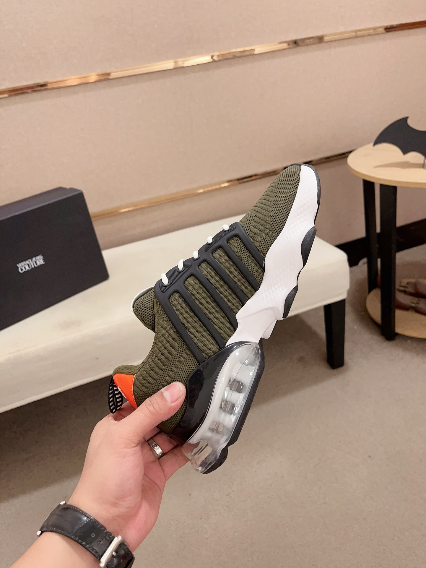 Versace Knit Bubble Sole Sneakers Olive