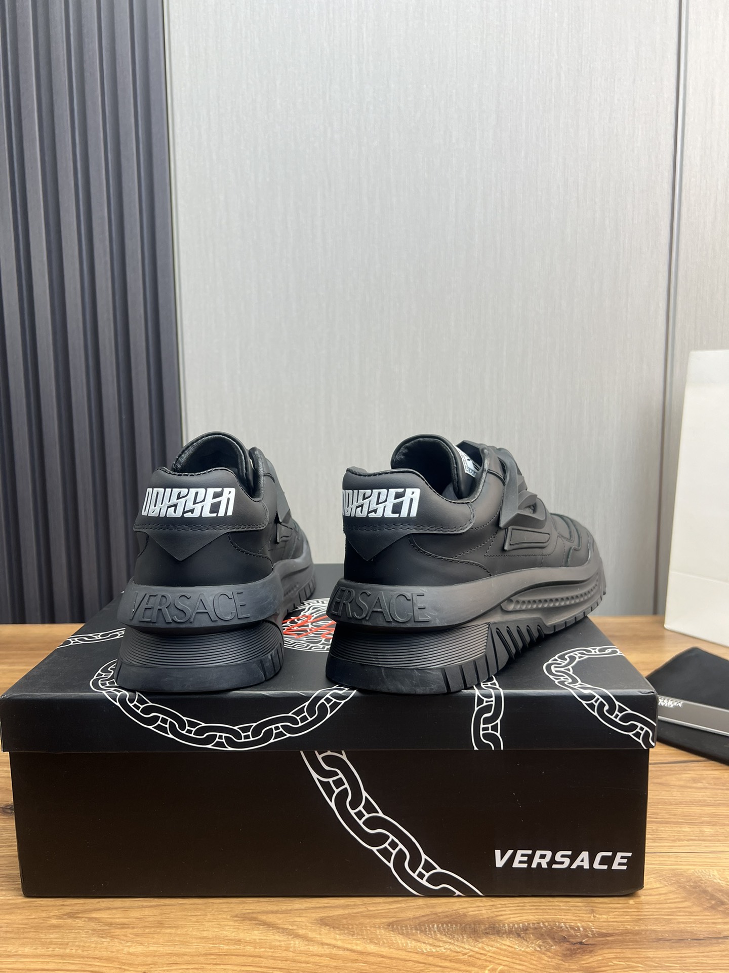 Versace Odissea Leather Sneakers Black