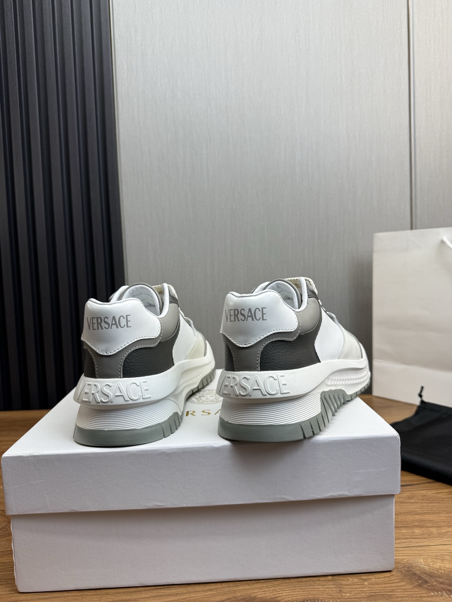 Versace Leather Casual Sneakers Gray