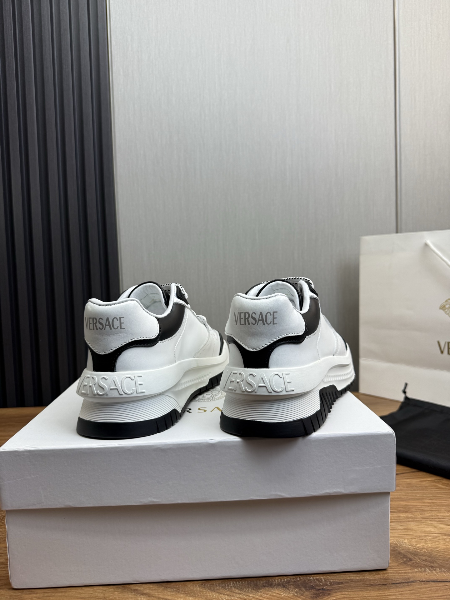 Versace Leather Chunky Sneakers White/Black