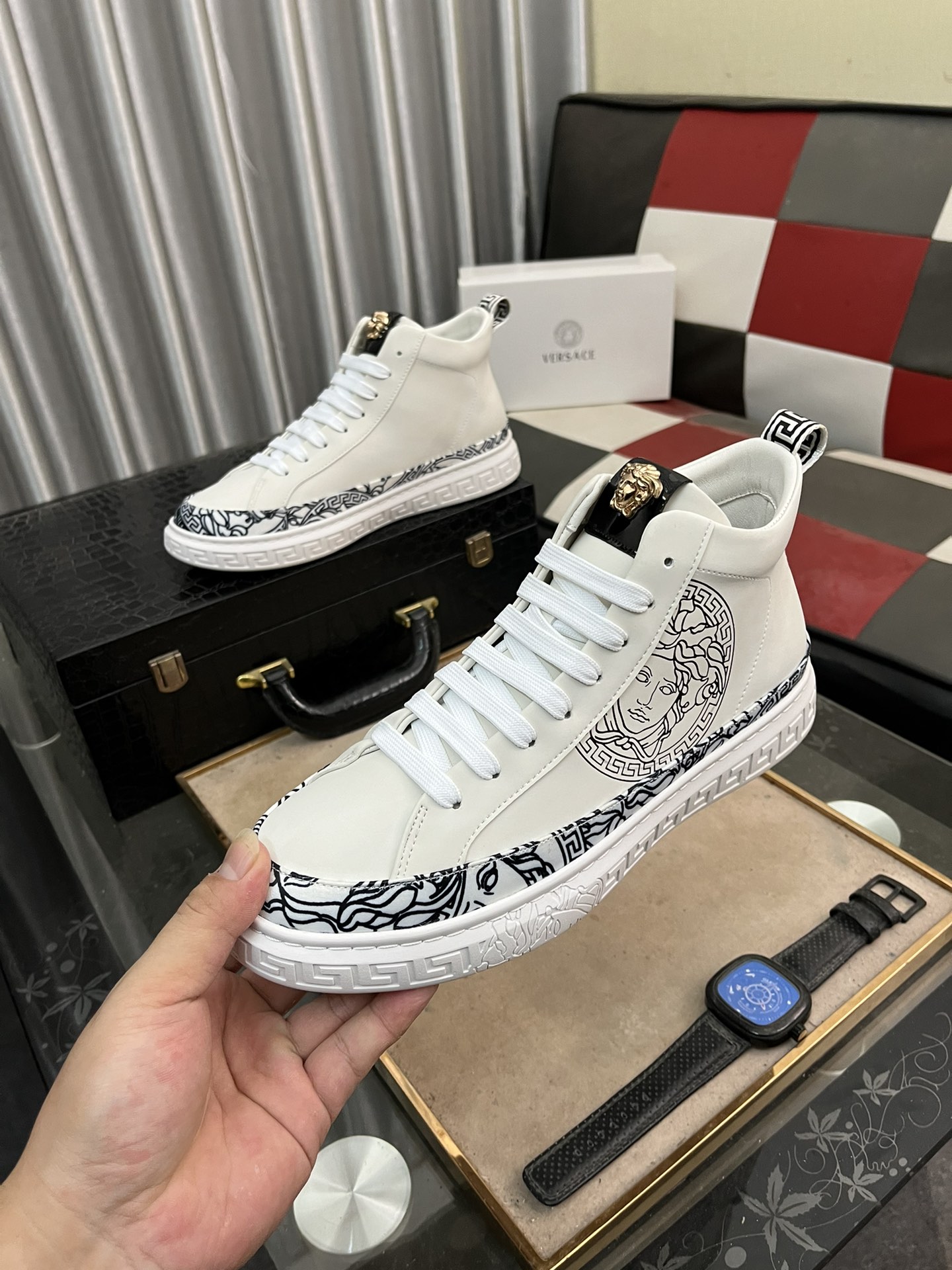Versace Medusa High-Top Sneakers White