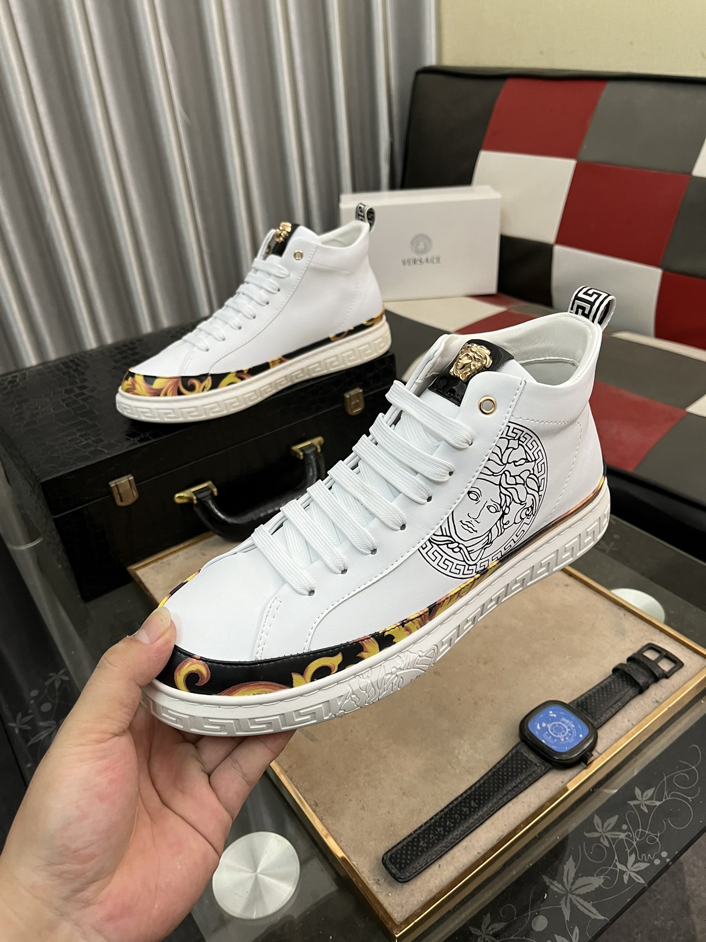 Versace Medusa High-Top Sneakers White