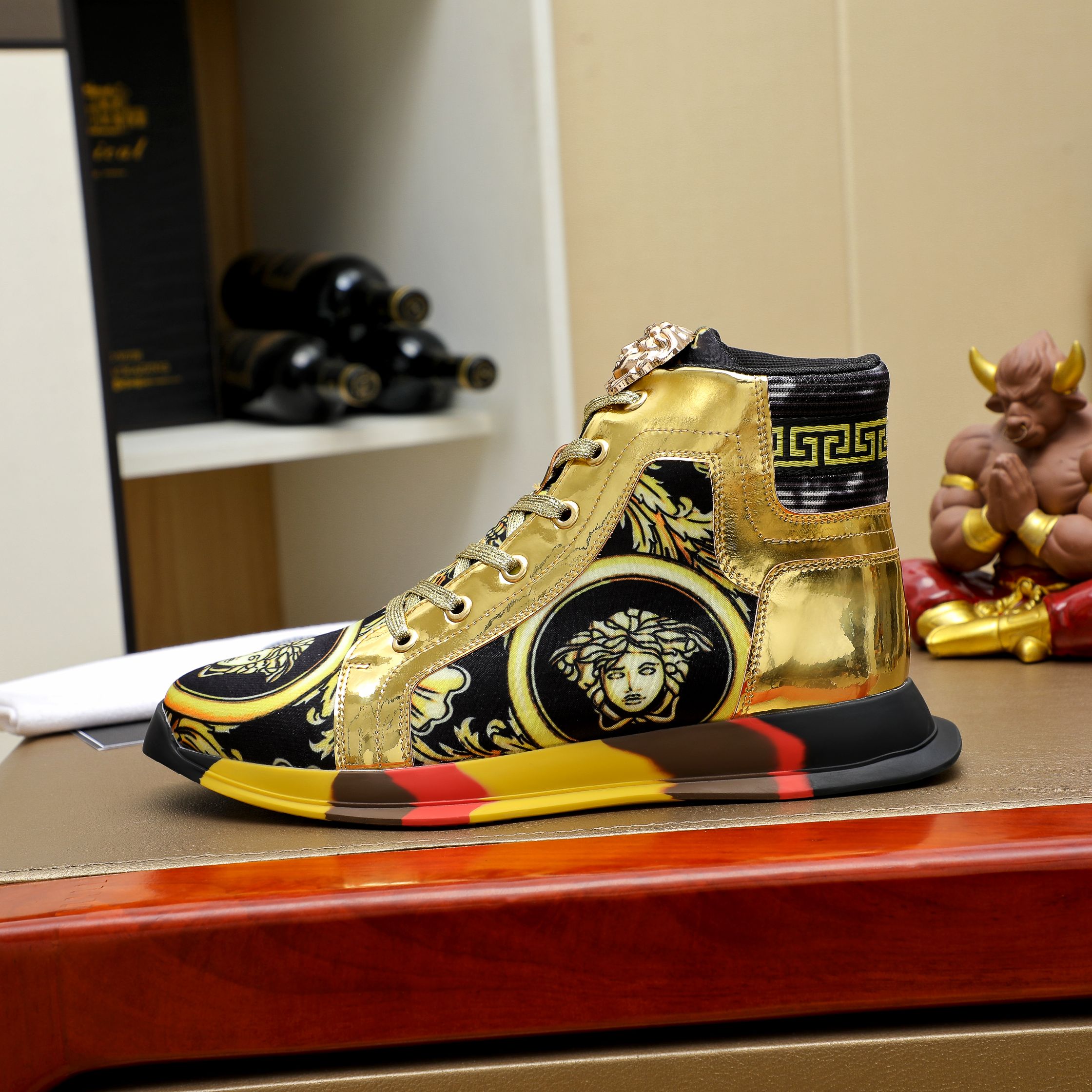Versace Medusa High-Top Sneakers Gold