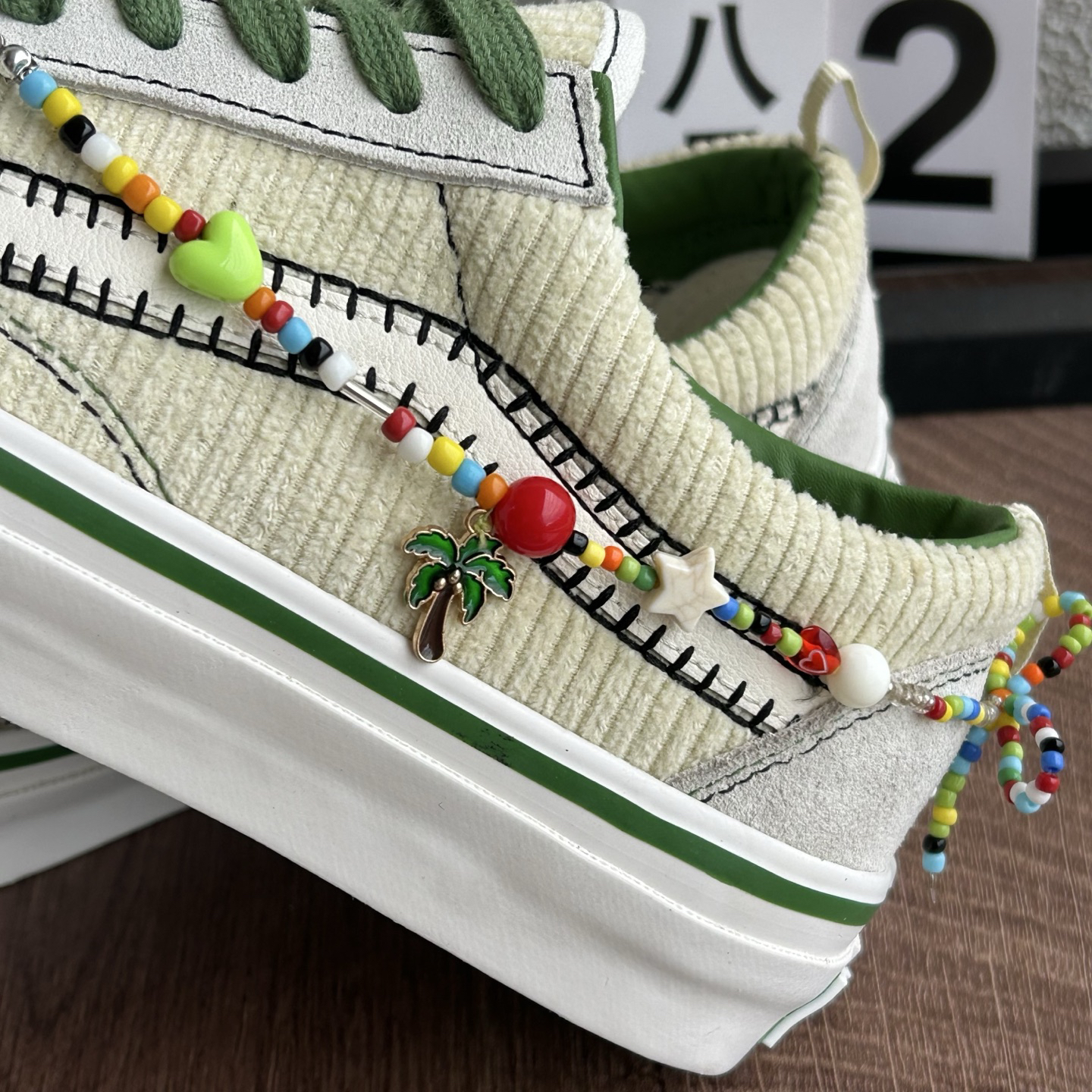Vans Premium Old Skool Corduroy Beaded Low-Top Sneakers Green