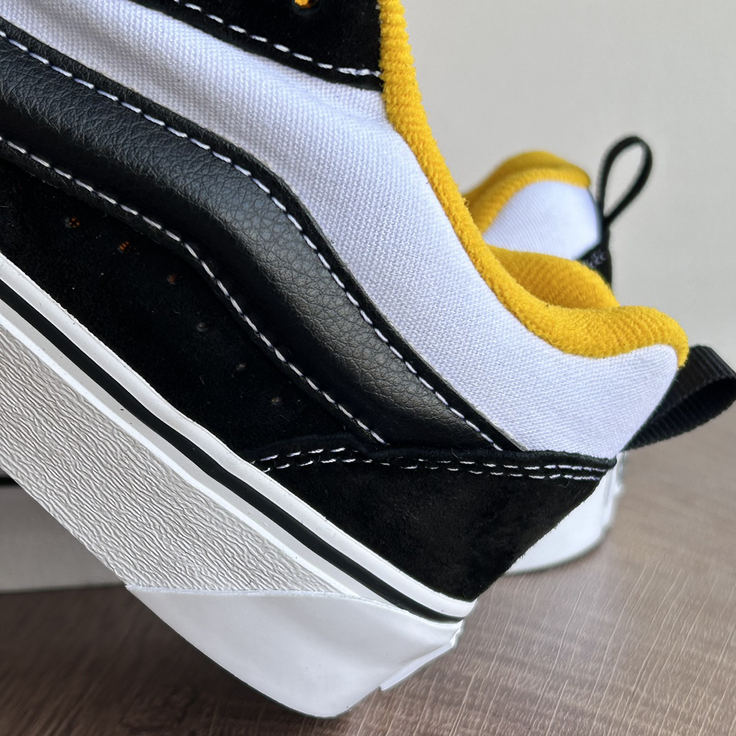 Vans Knu Skool Low-Top Skate Sneakers Black/White/Yellow