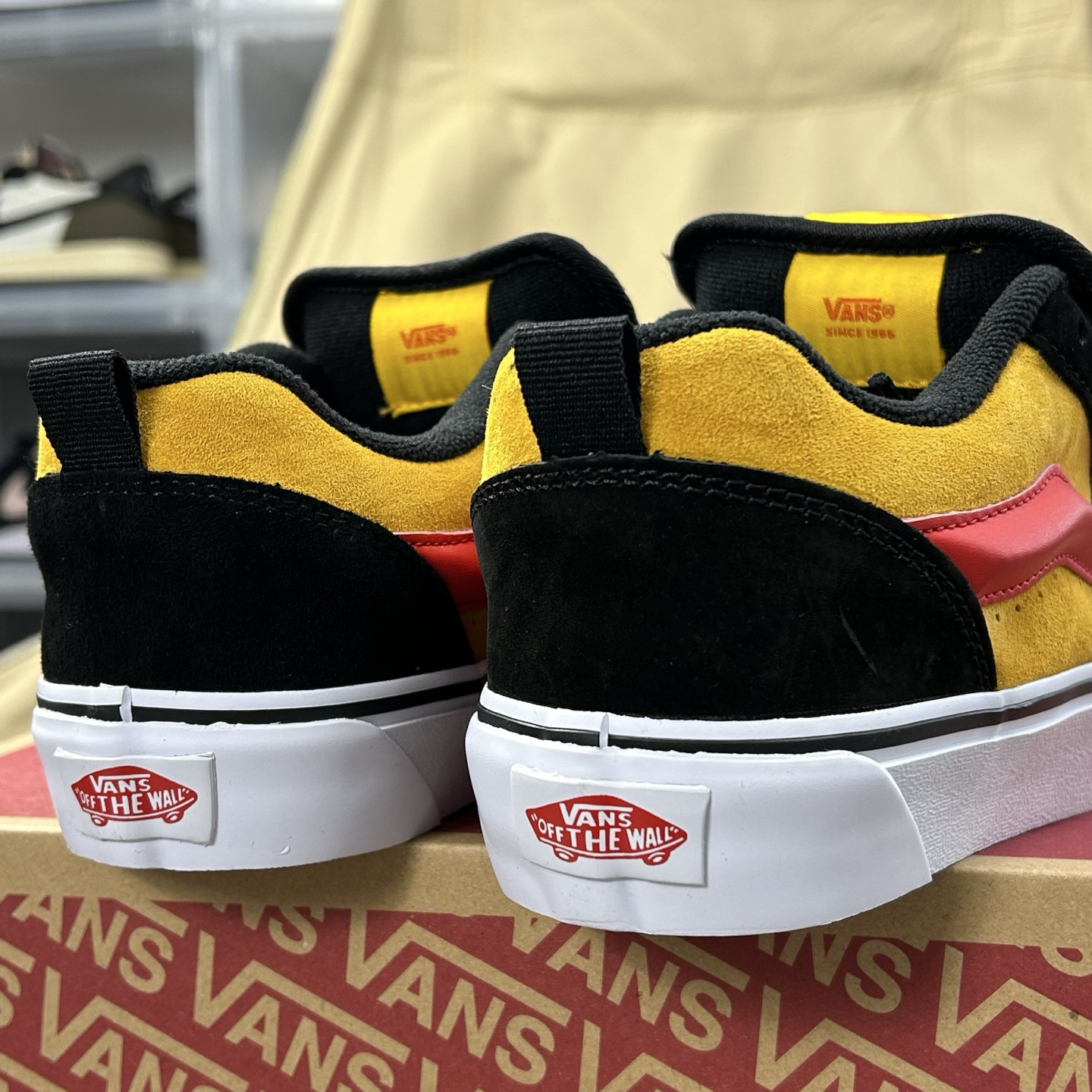 Vans Knu Skool Suede Skate Shoes Black/Yellow/Red