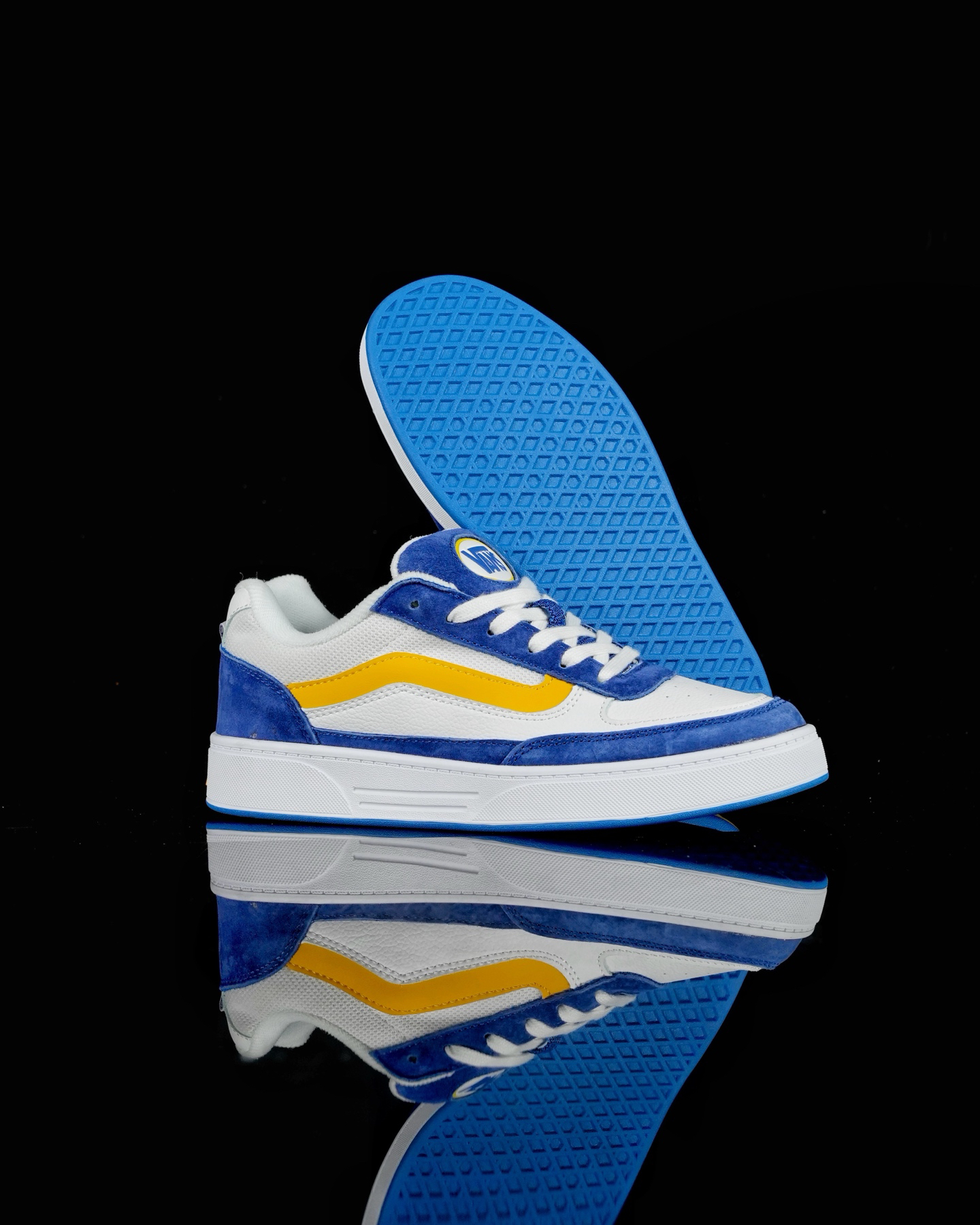 Vans Skate Estazzo Suede Leather Skate Shoes Blue/Yellow