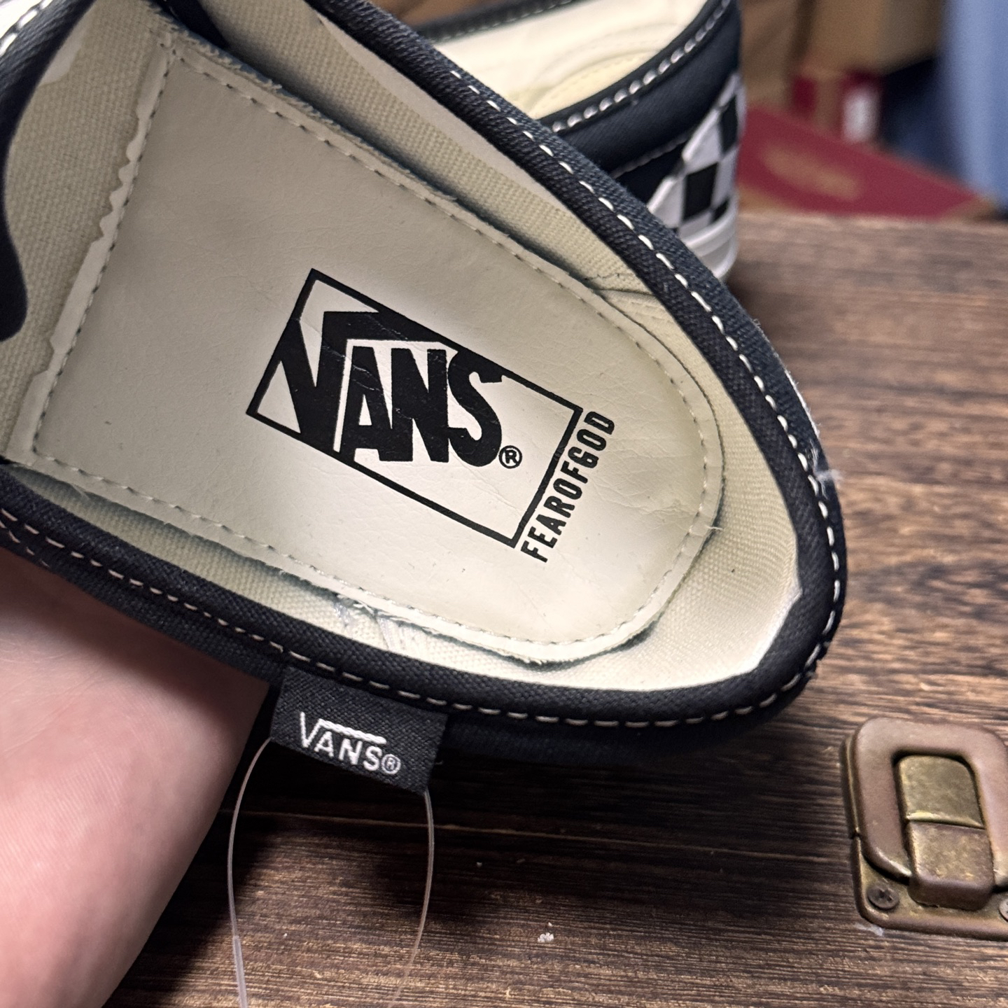 Vans Slip-On x FOG Checkerboard Shoes Black/White