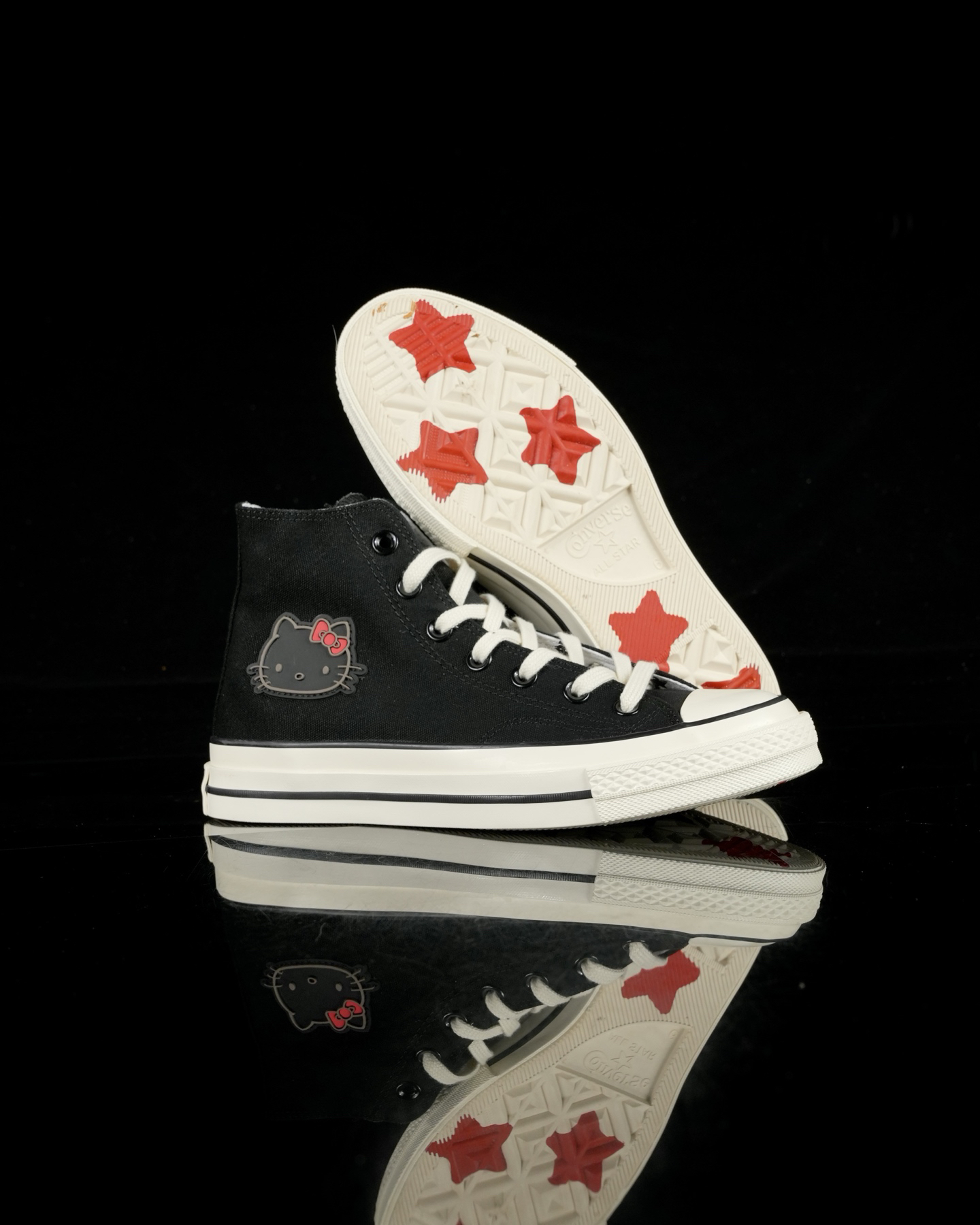 Converse x Hello Kitty Chuck 70 Hi Black Canvas Shoes - Black