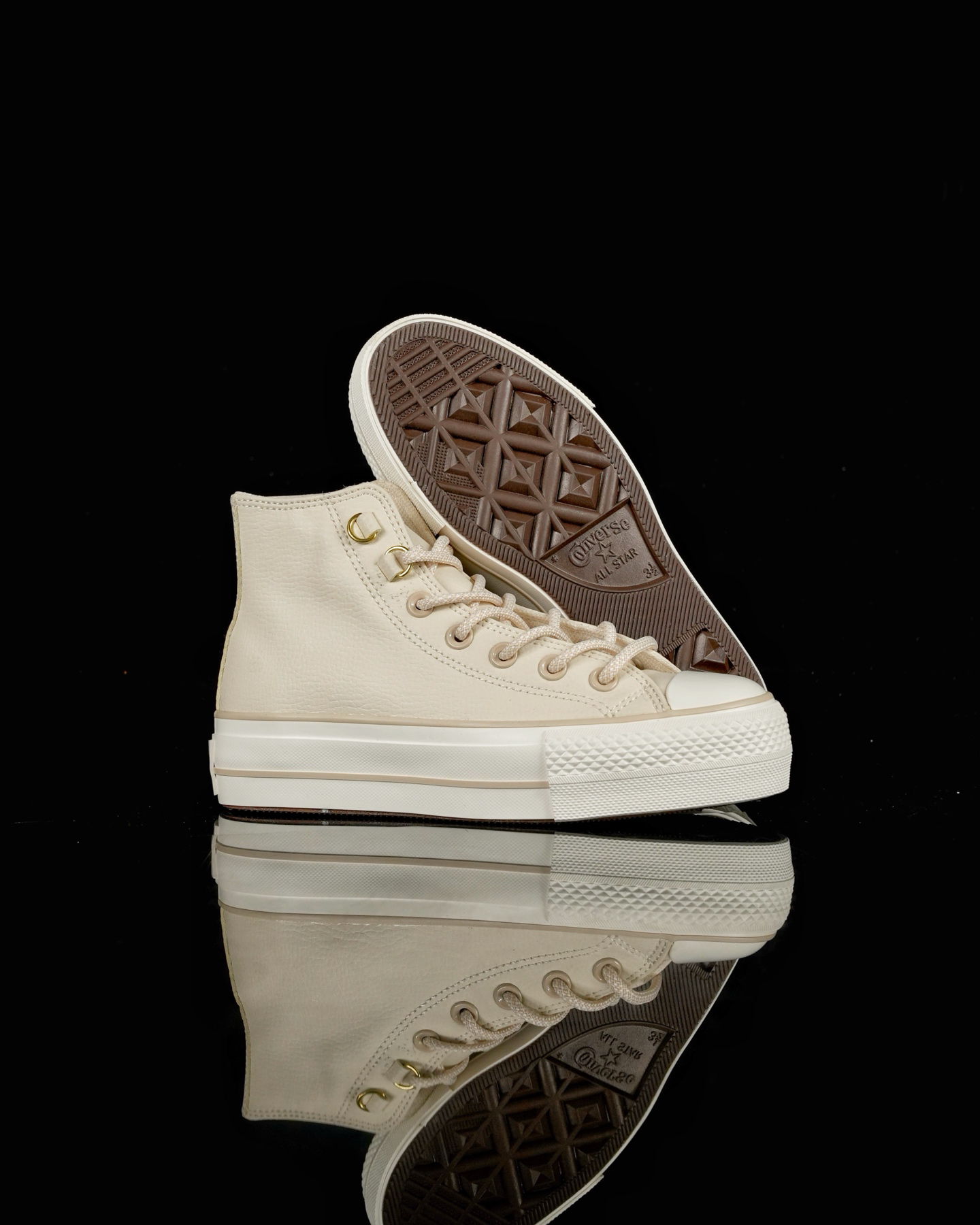 Converse All Star Lift Leather High Tops Cream