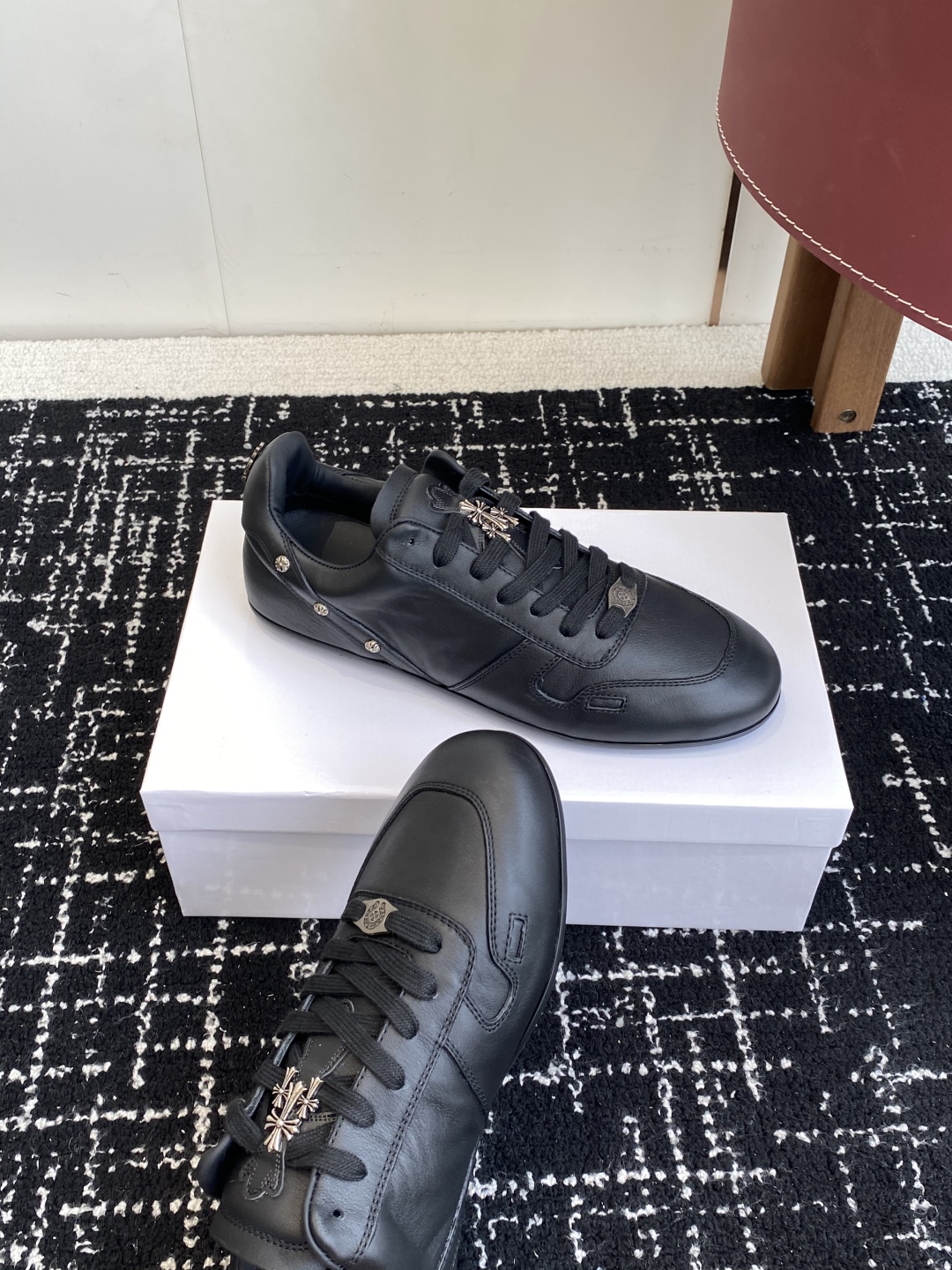 Rick Owens Leather Trainer Sneakers Black