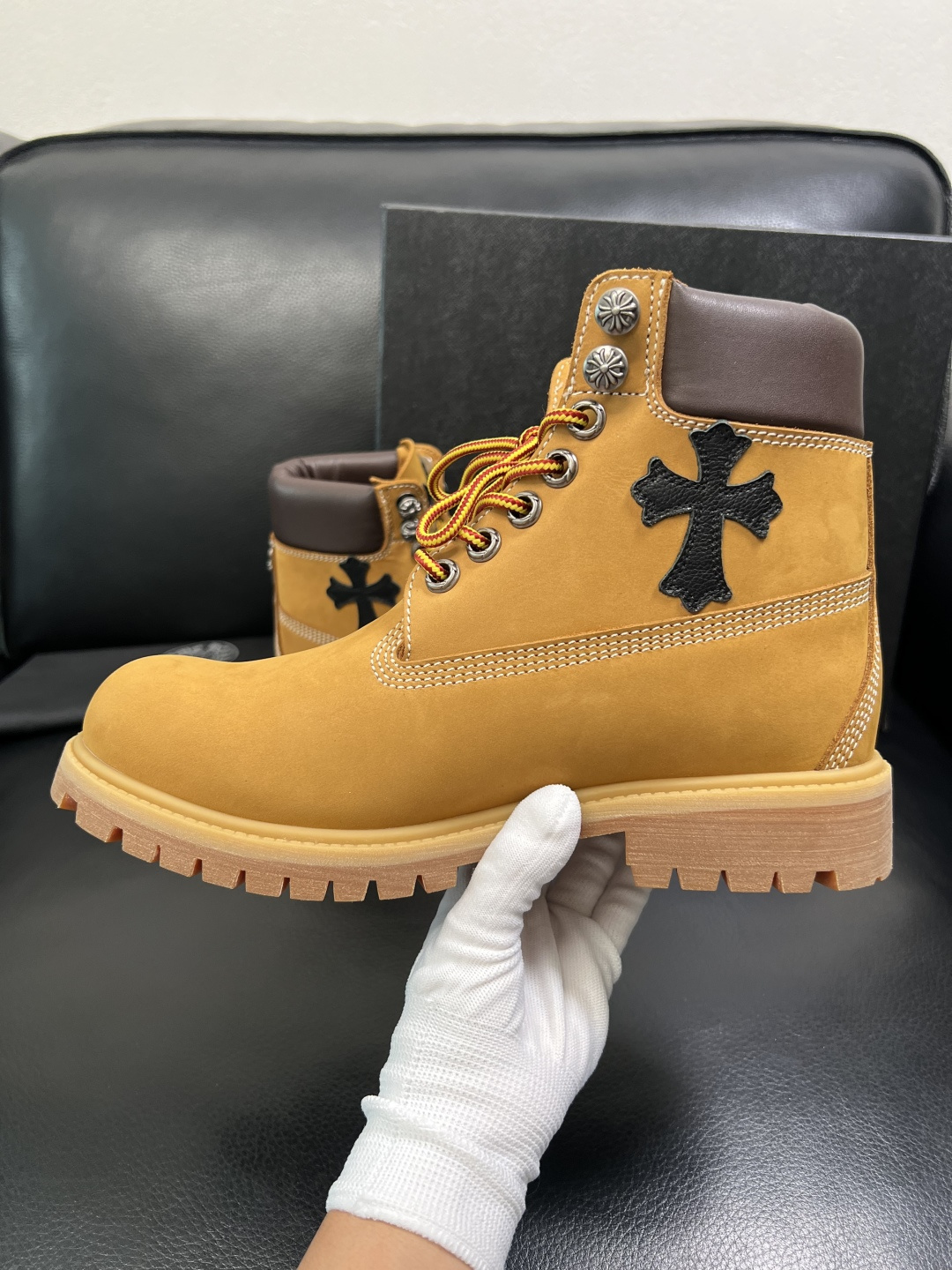 Chrome Heart x Timberland Leather Boots Wheat