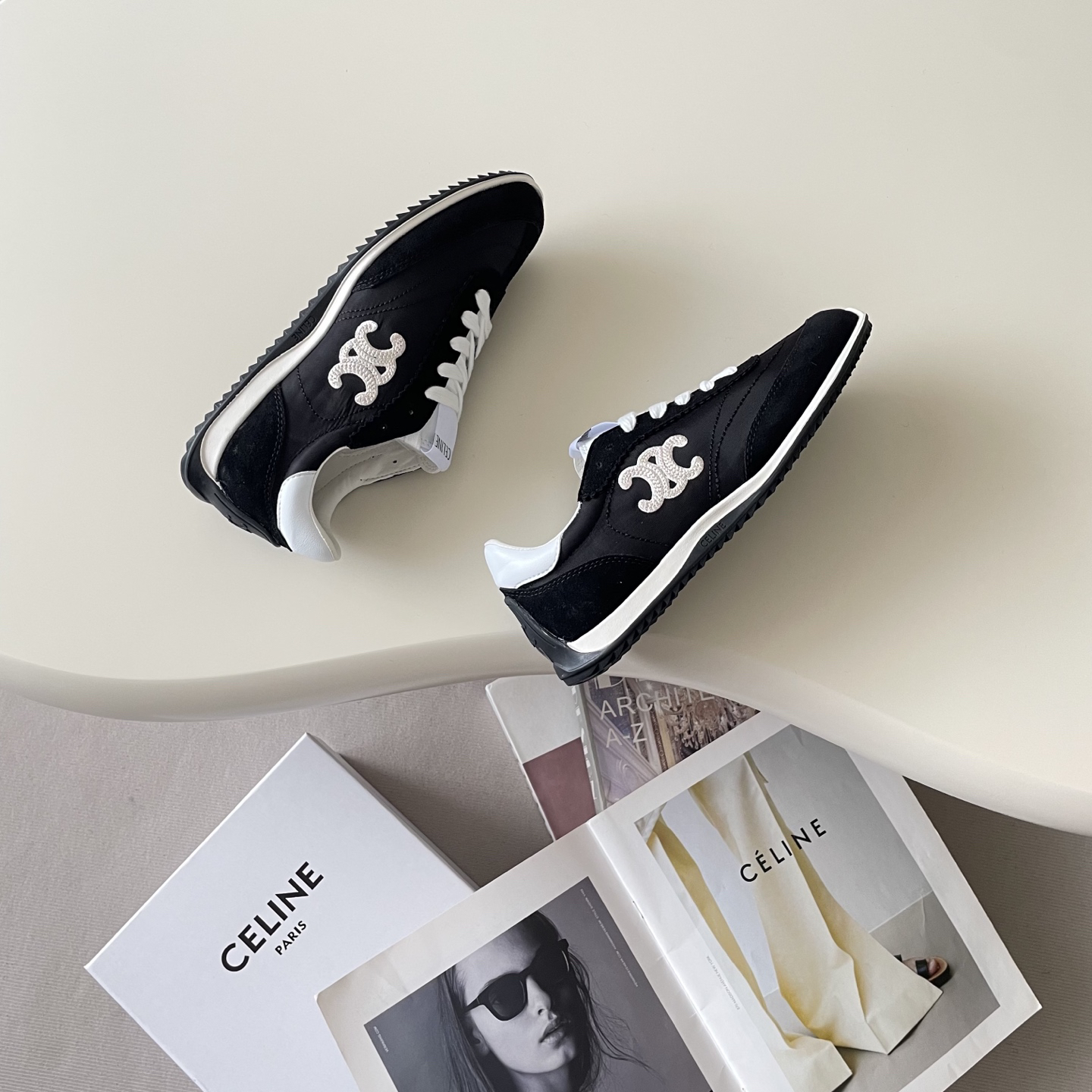 Celine Racer Retro Trainer Black/White