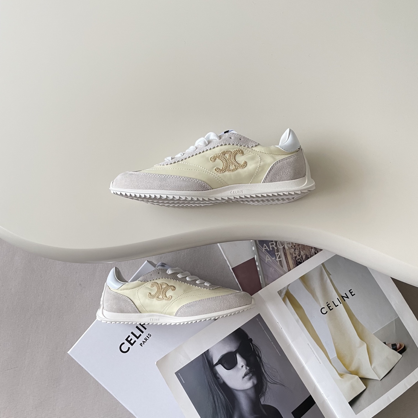 Celine Racer Trainer Sneaker Cream