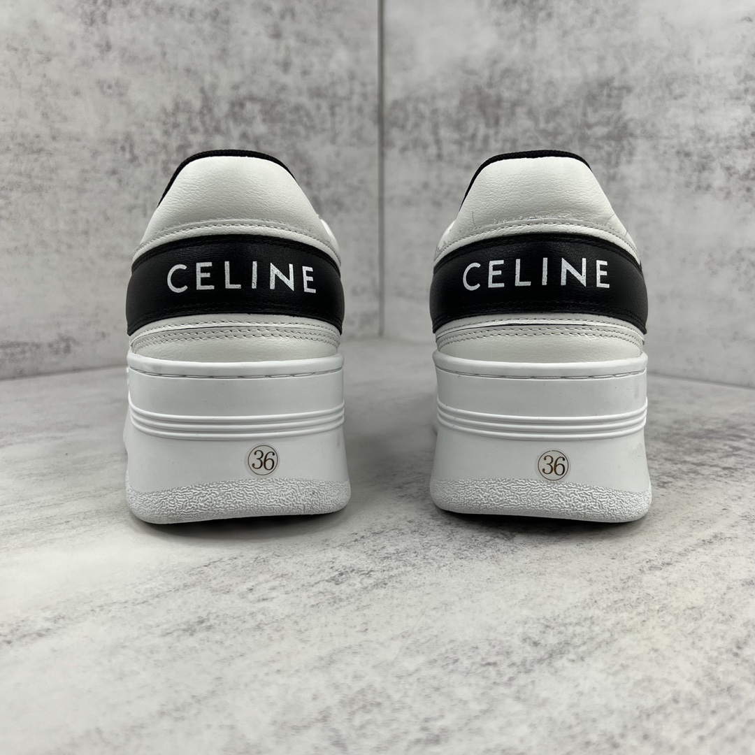 Celine Triomphe Platform Sneakers White/Black