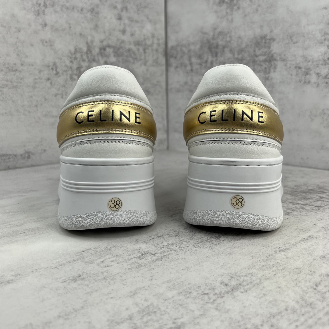 Celine Triomphe Platform Sneakers White/Gold