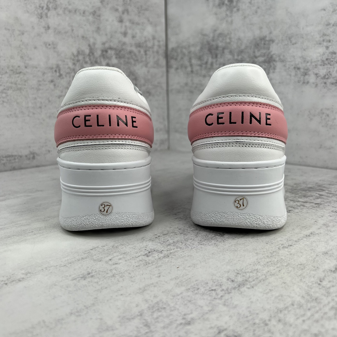 Celine Triomphe Platform Sneakers White/Pink