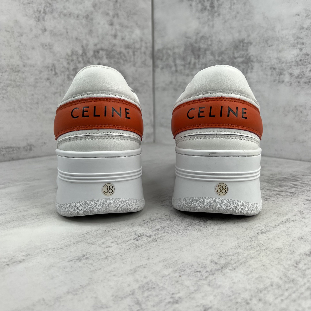 Celine Triomphe Platform Sneakers White/Orange