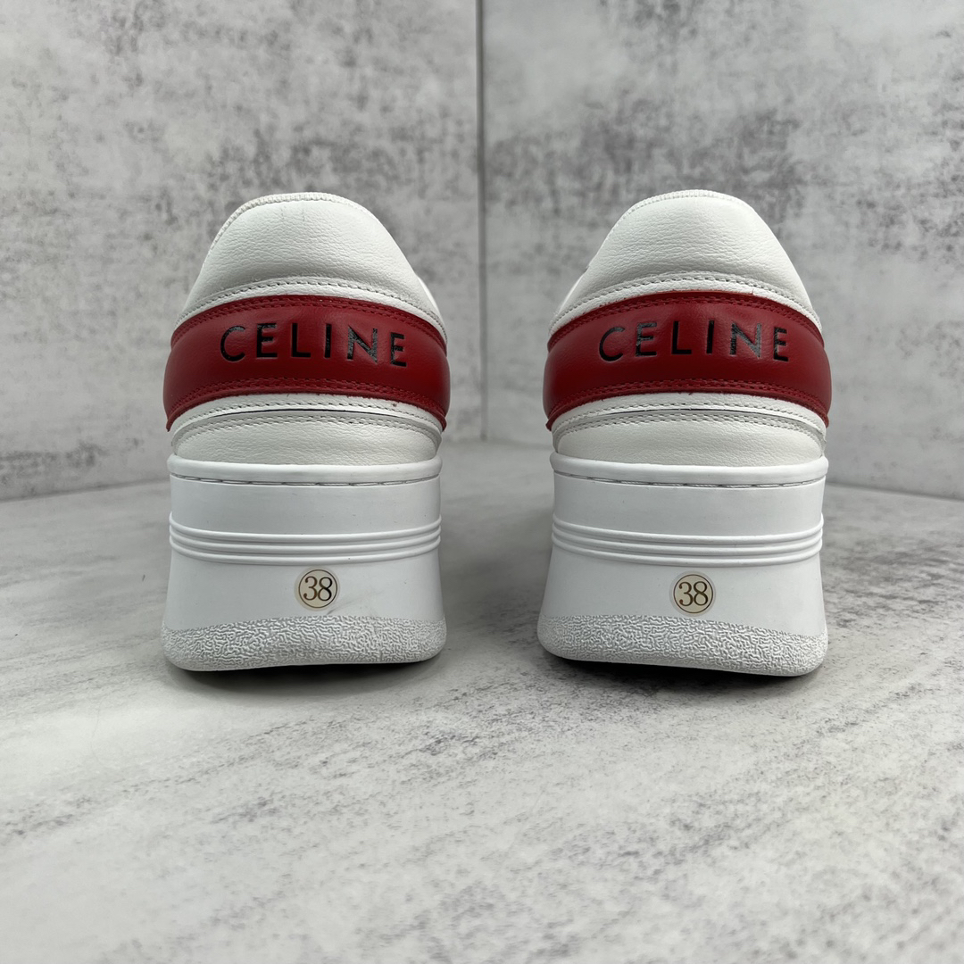 Celine Triomphe Platform Sneakers White/Red