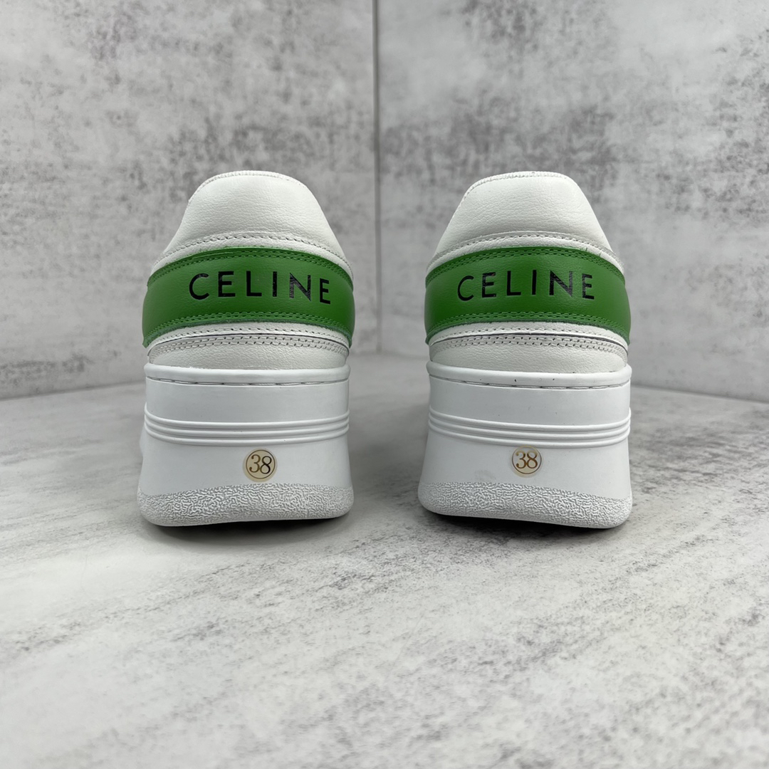 Celine Triomphe Platform Sneakers White/Green