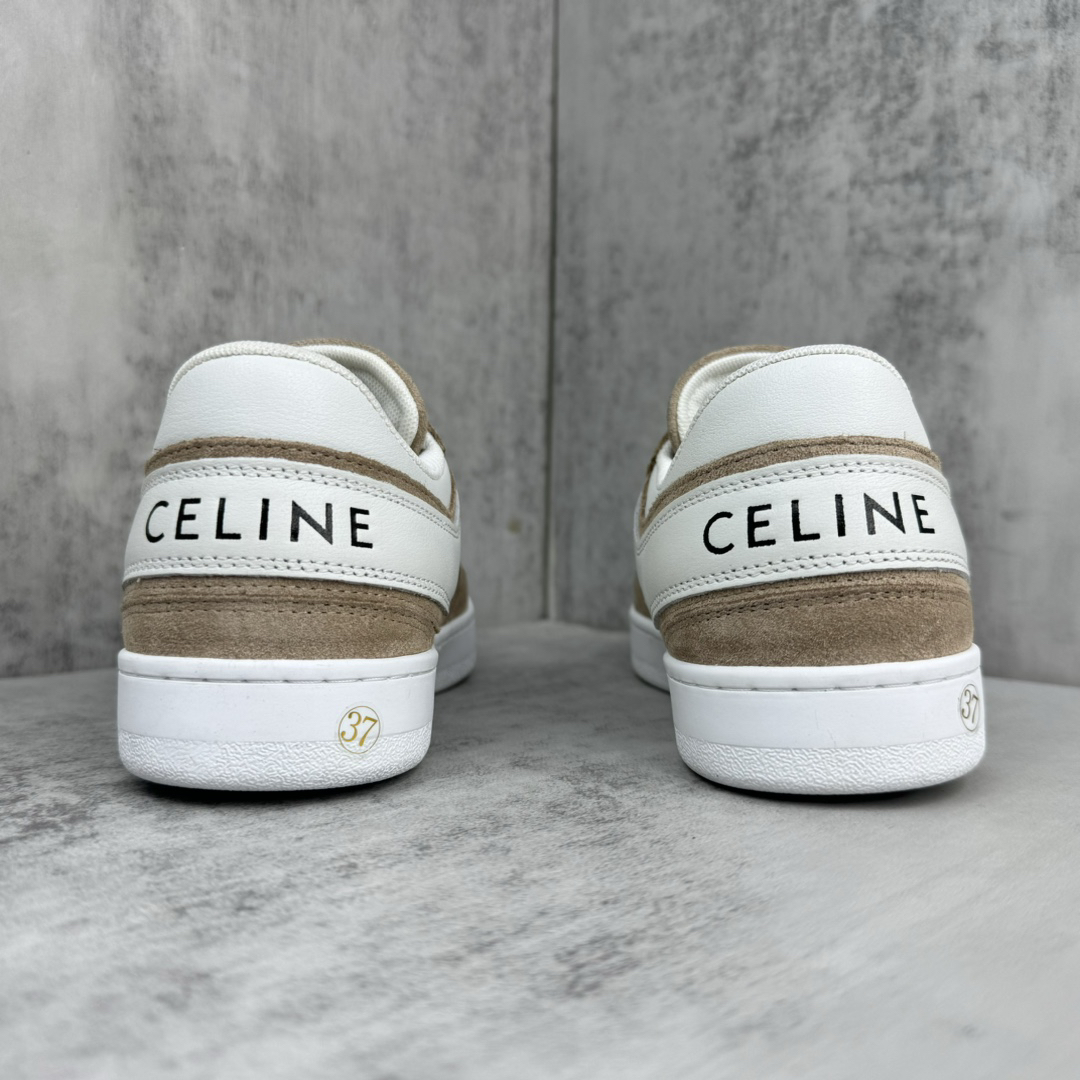 Celine Trainer Skate Sneakers White/Tan